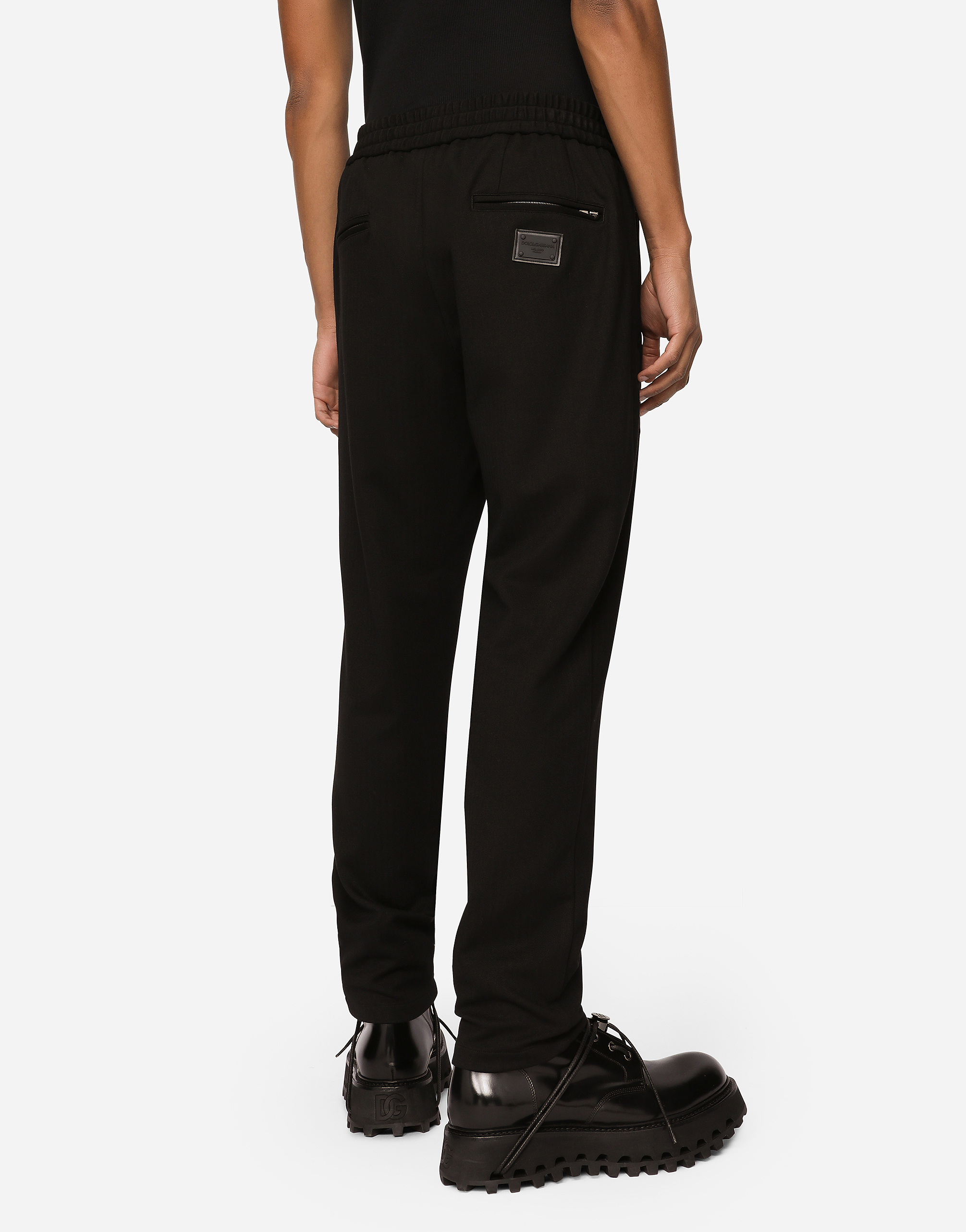 DOLCE & GABBANA HERRINGBONE JERSEY JOGGING PANTS
