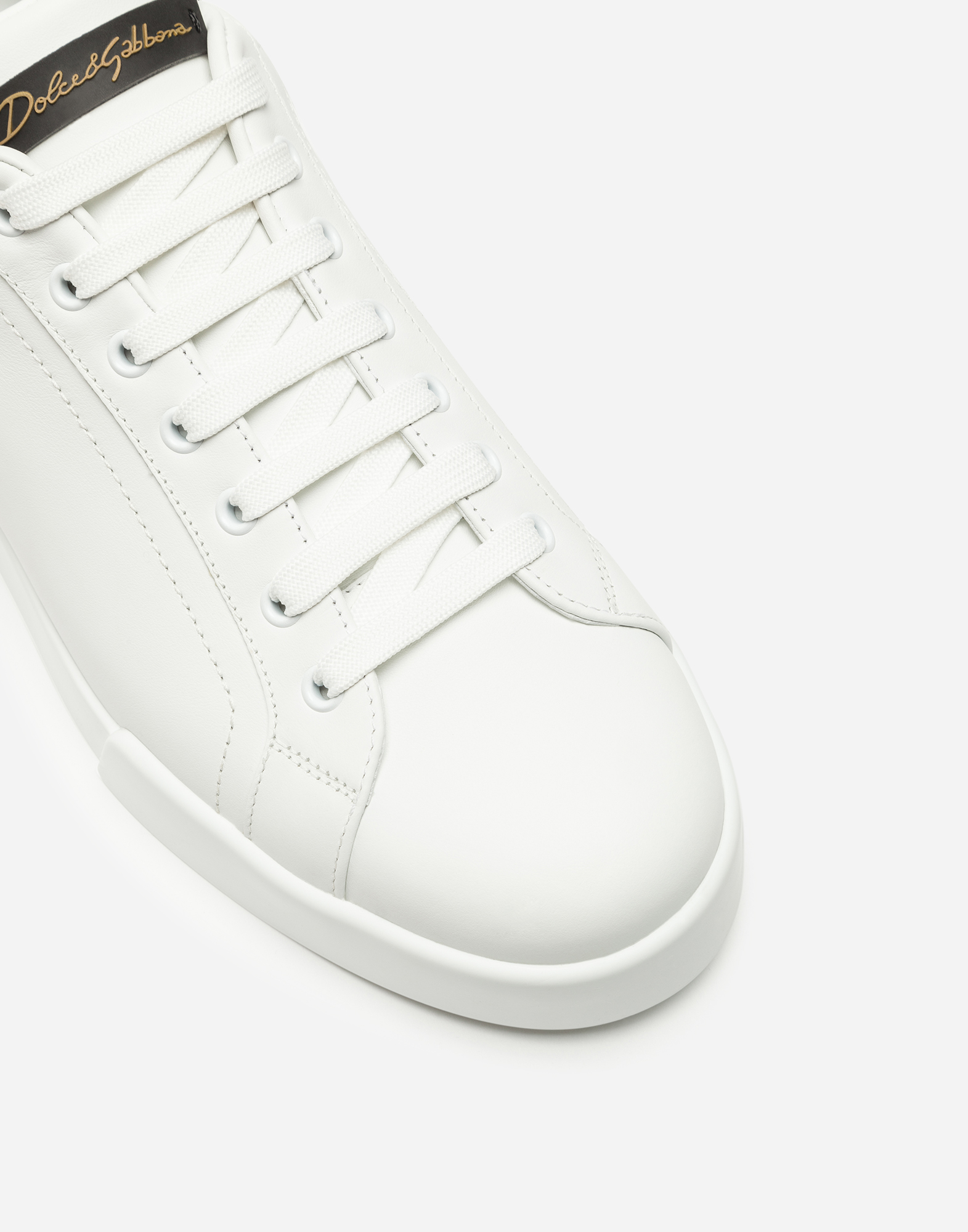 Shop Dolce & Gabbana Leather Portofino Sneakers - Women In White