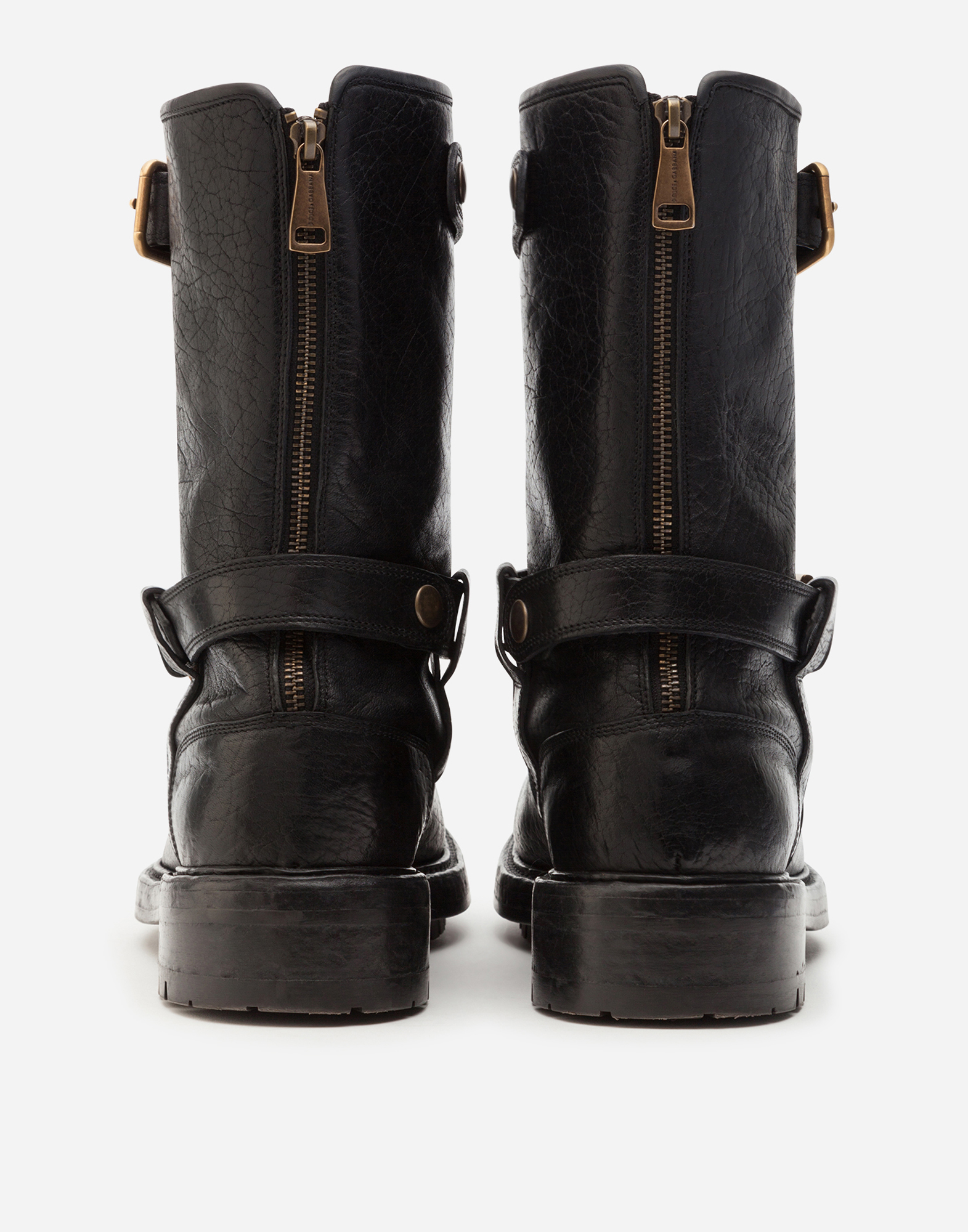 Dolce & Gabbana Black Leather Bernini Boots In Black