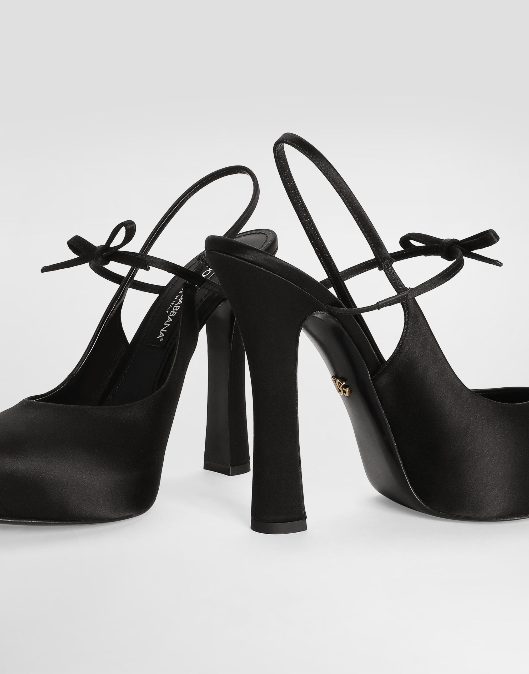 Dolce & Gabbana Satin Slingbacks In Black