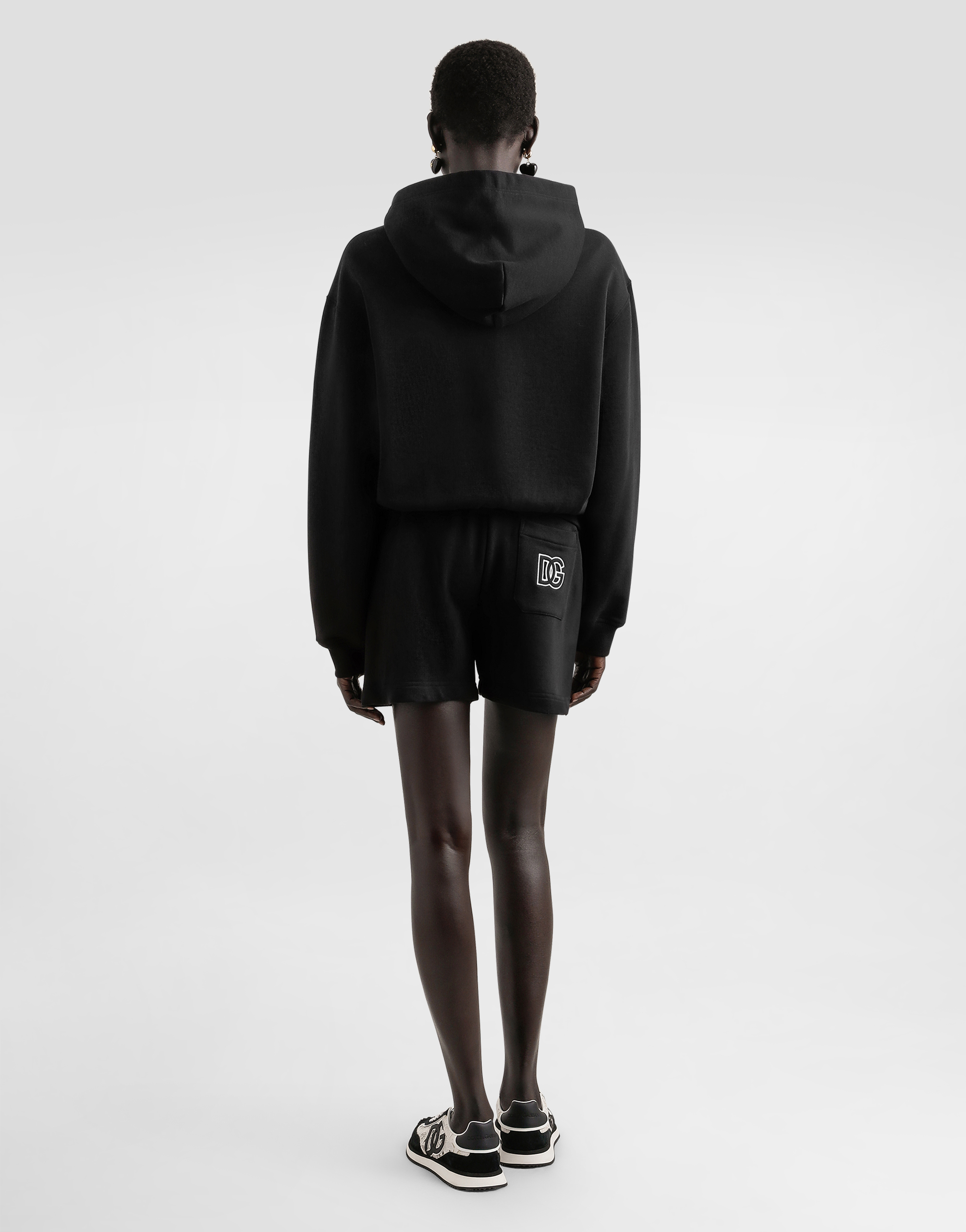 Dolce & Gabbana Cotton Sweatshirt With Dg Embroidery In Black