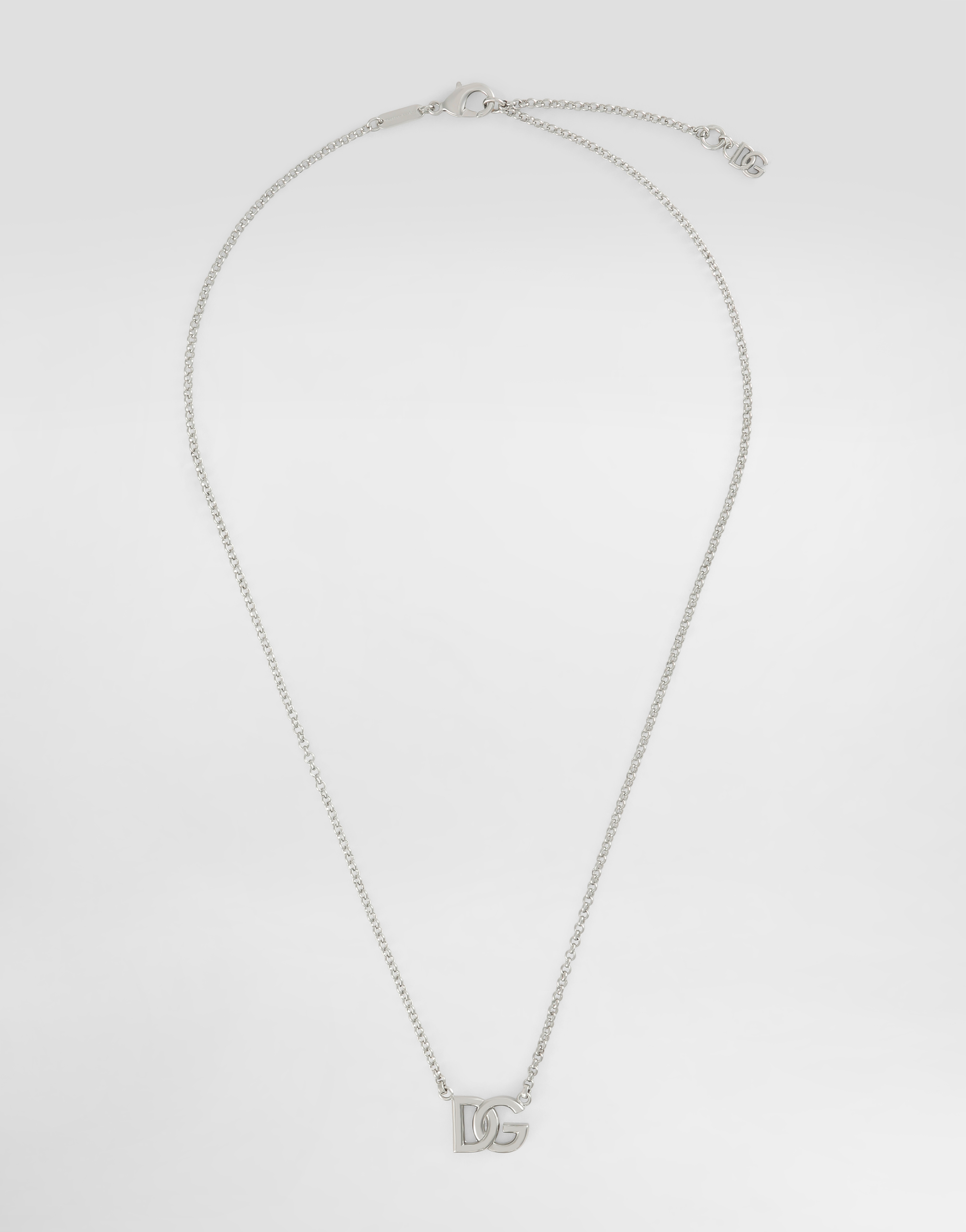 DOLCE&GABBANA♡ シルバー 'DG' Logo リンク チョーカー シルバーのメンズ チェーンチョーカーネックレス DGロゴ