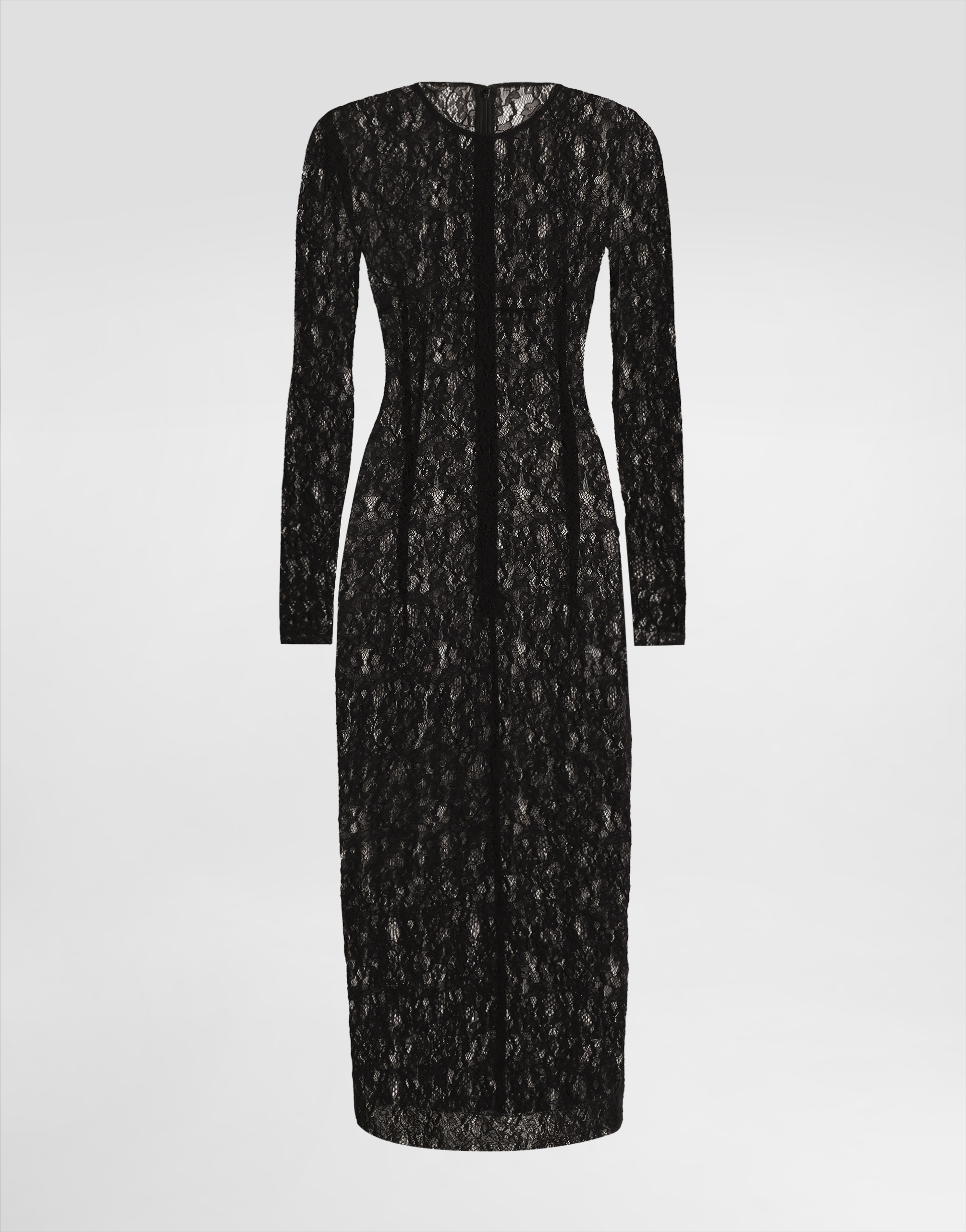 Dolce & Gabbana Calf-length Floral Lace Dress - Woman Dresses Black