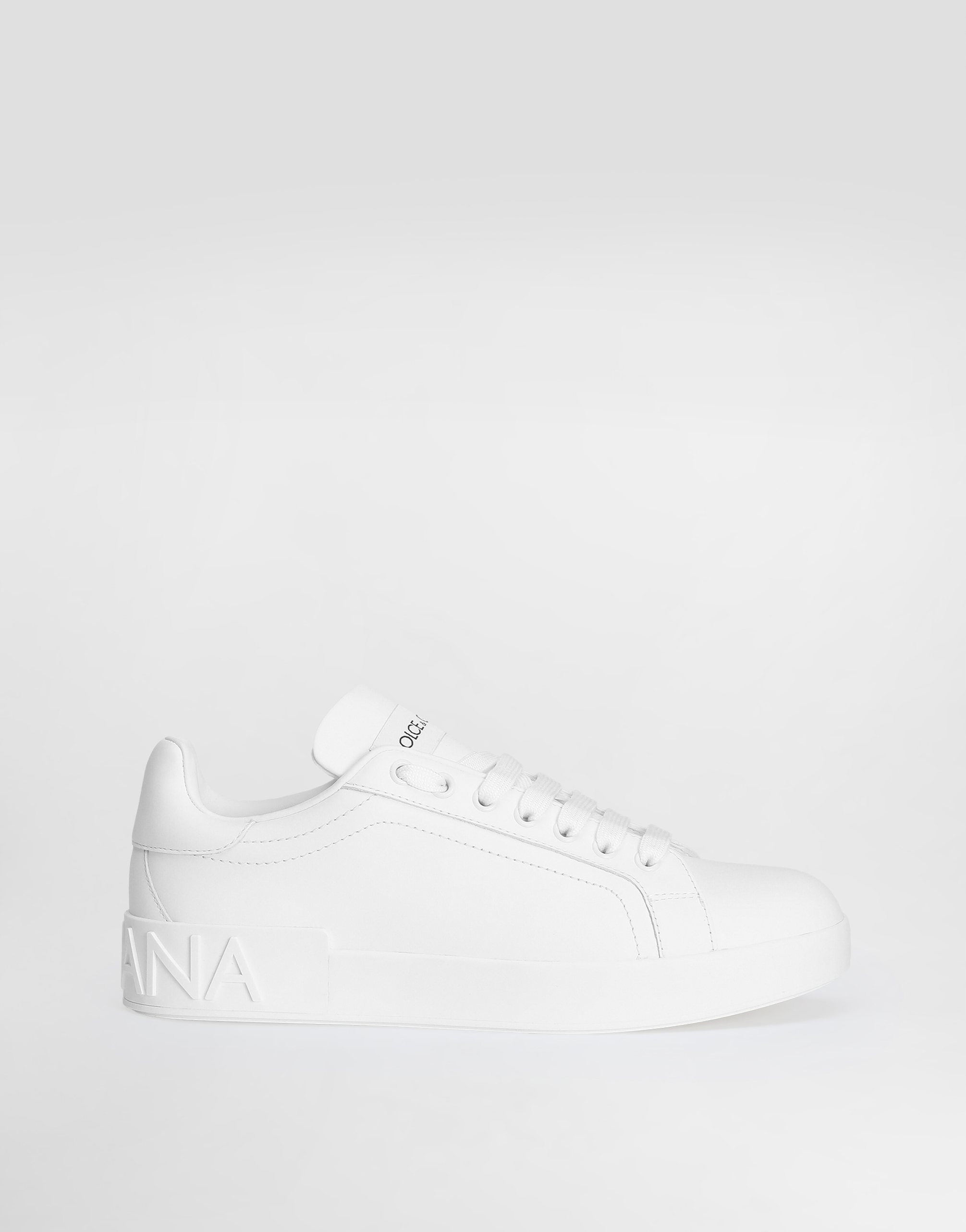Dolce & Gabbana White Calfskin Portofino Sneakers In White