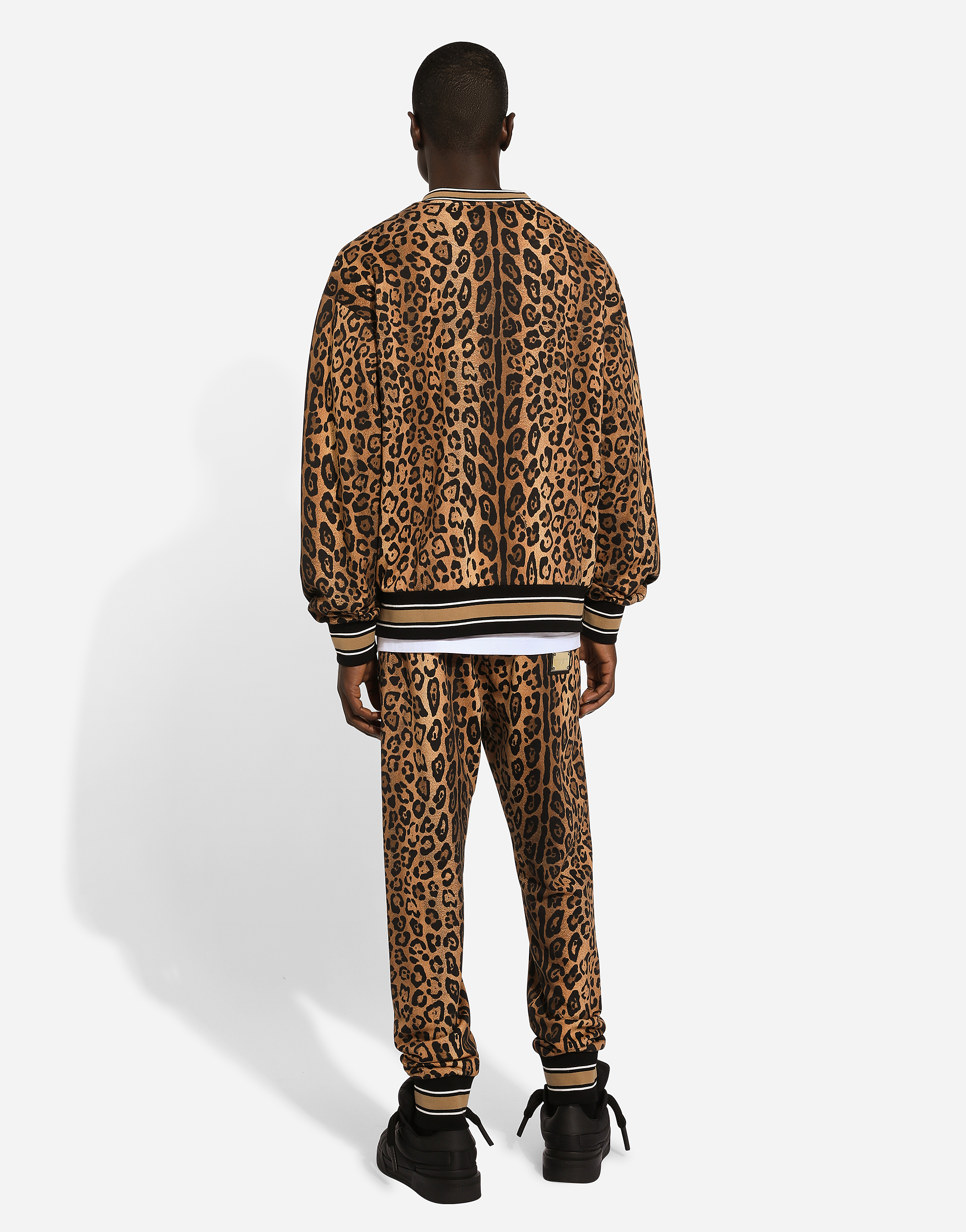 Dolce & Gabbana Logo Plaque Leopard Print Sweatshirt In Print