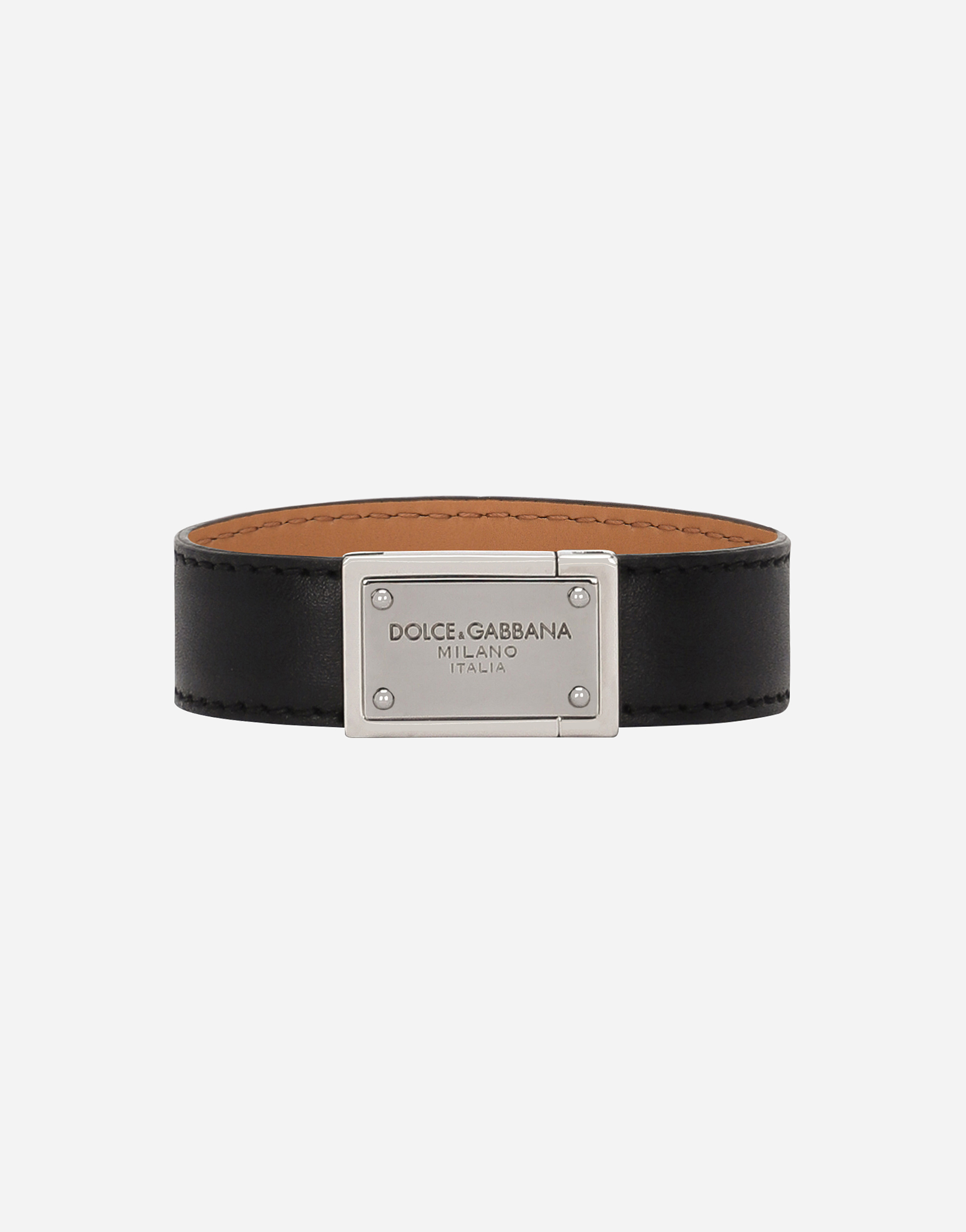 Dolce \u0026 Gabbana Calfskin Bracelet - Man Bijoux Black Leather S, image size:2011x2564