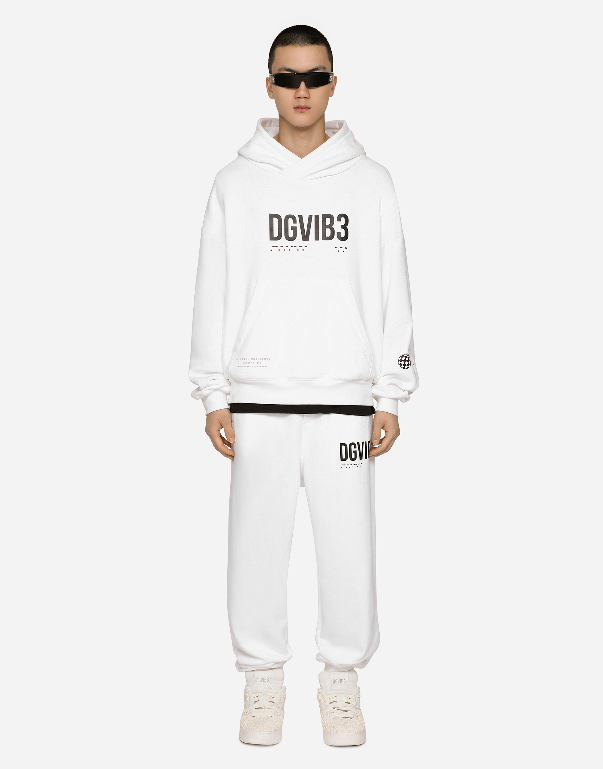 Dolce & Gabbana Jersey Hoodie With Dg Vib3 Print In White