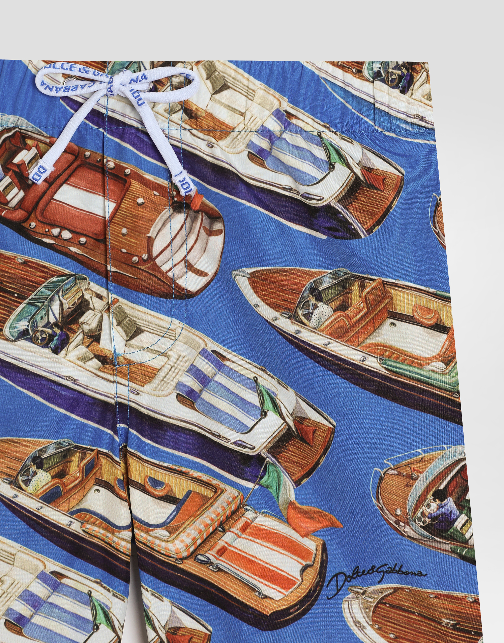  Dolce & Gabbana Stripes And Motorboat-print Medium Nylon Swim Shorts - Mann Beachwear Multicolor 24/30 Months 