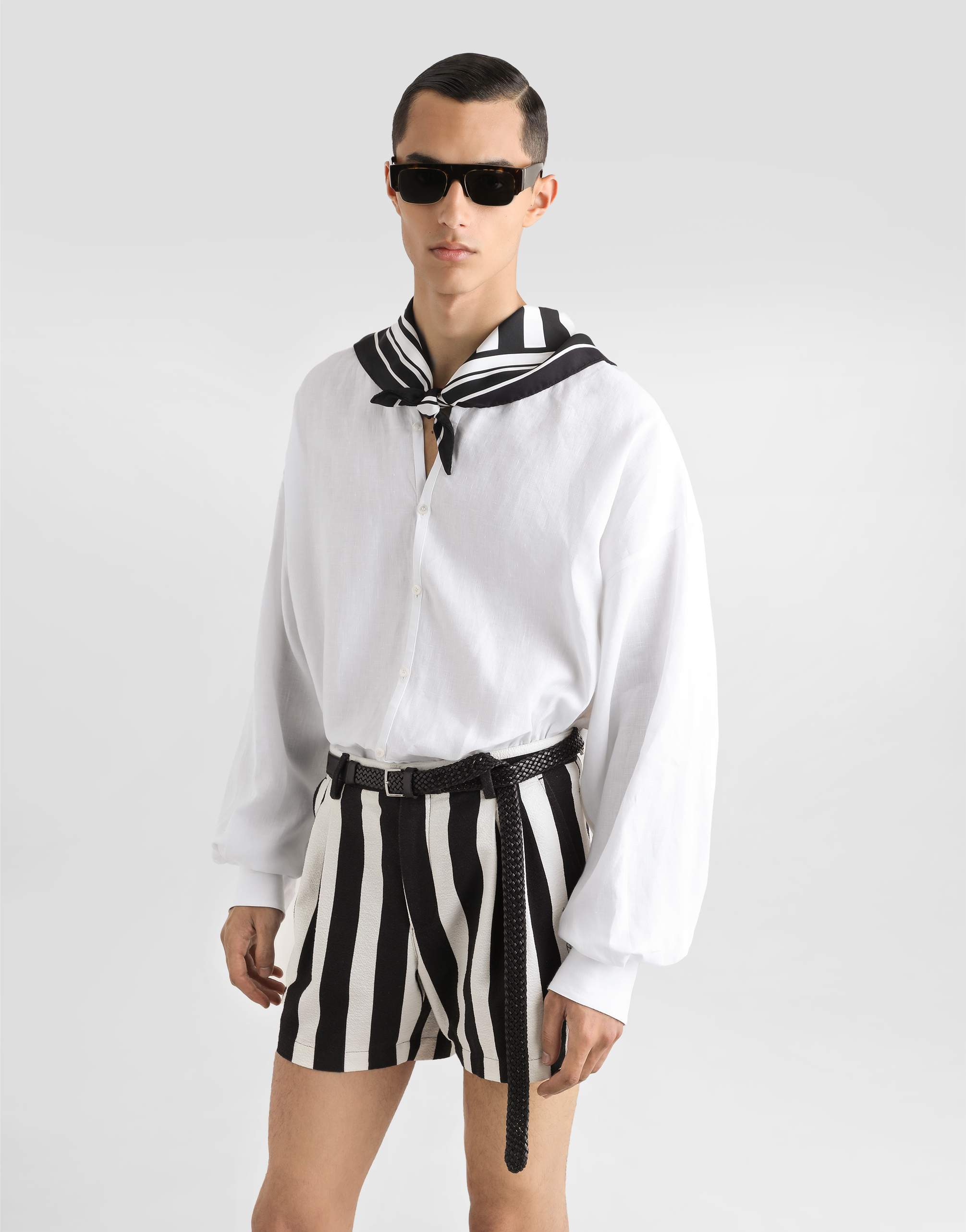 Dolce & Gabbana Long-sleeved Silk Shirt With Pussy-bow In White