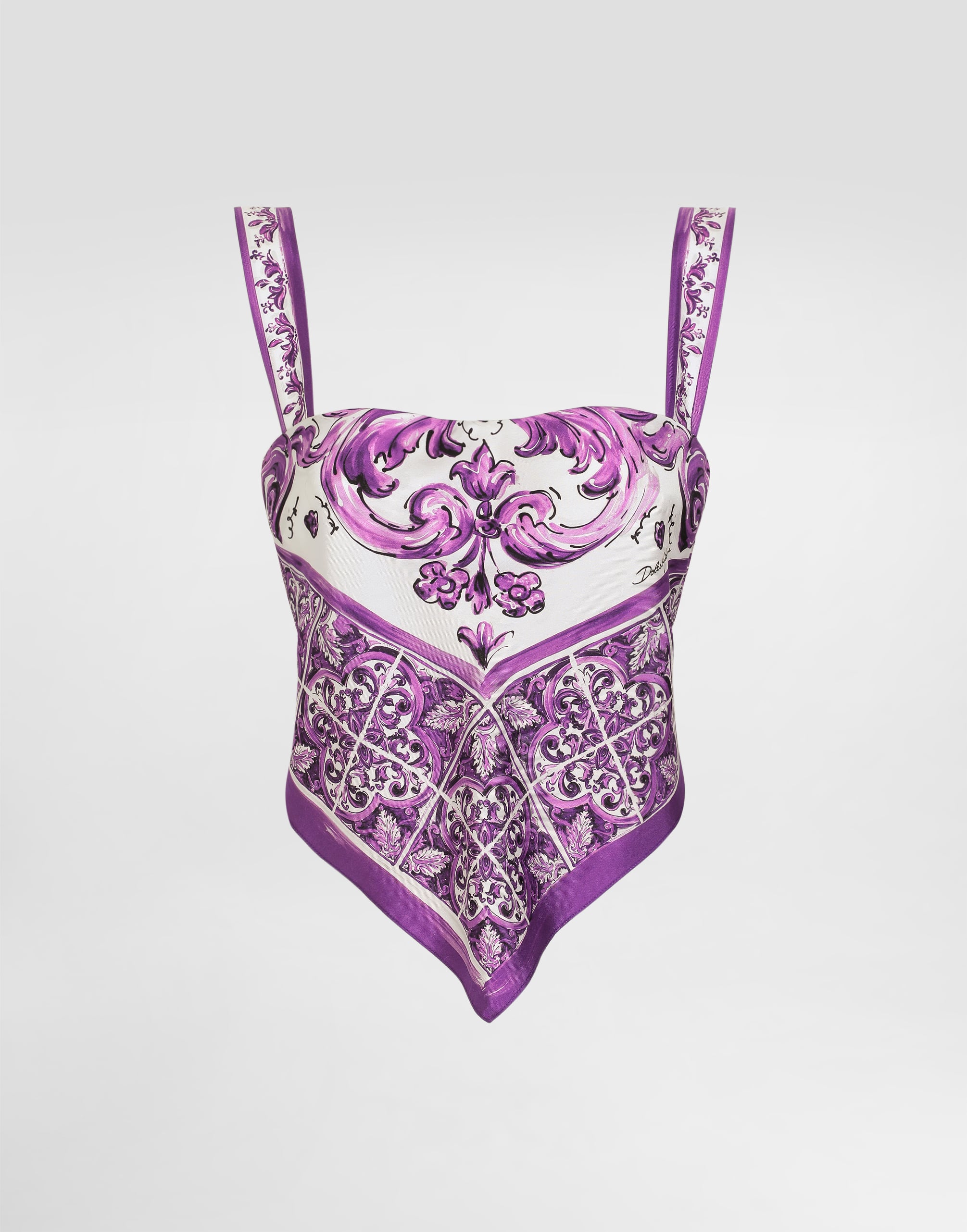 Majolica-print silk top in Multicolor for Women | Dolce&Gabbana®