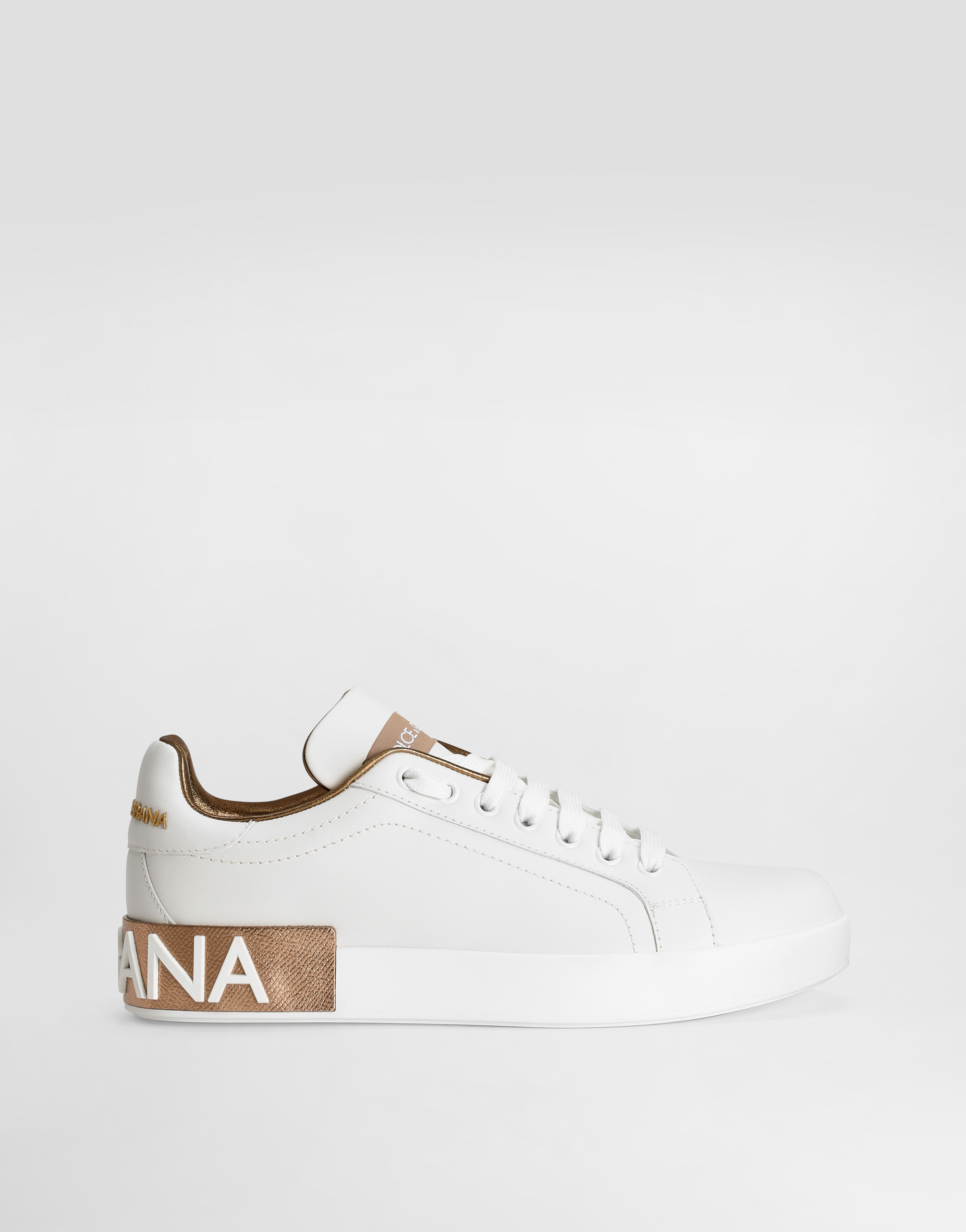 Dolce & Gabbana Calfskin Portofino Sneakers For Women In White