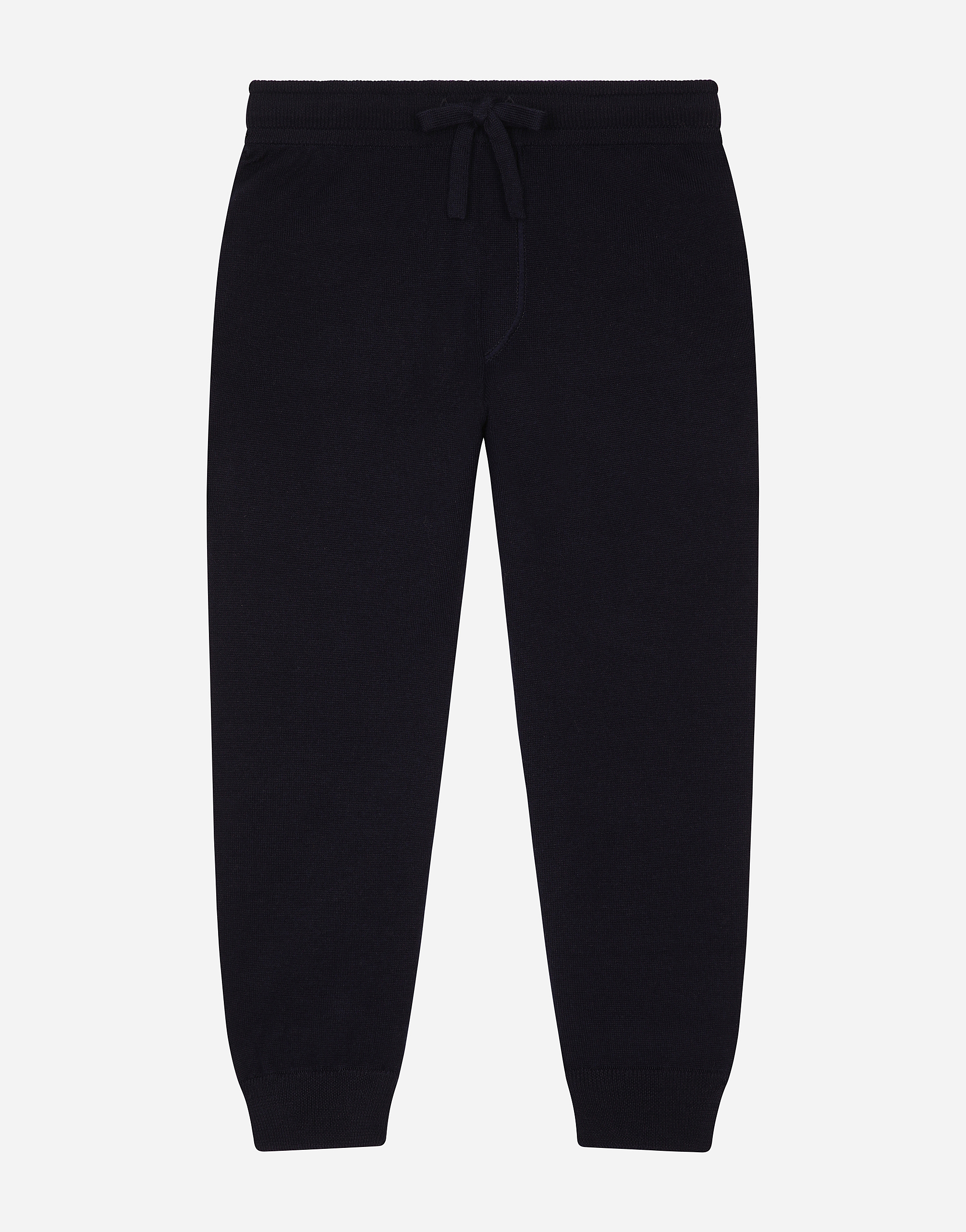 Dolce & Gabbana Plain Knit Jogging Pants With Logo Tag In Blue