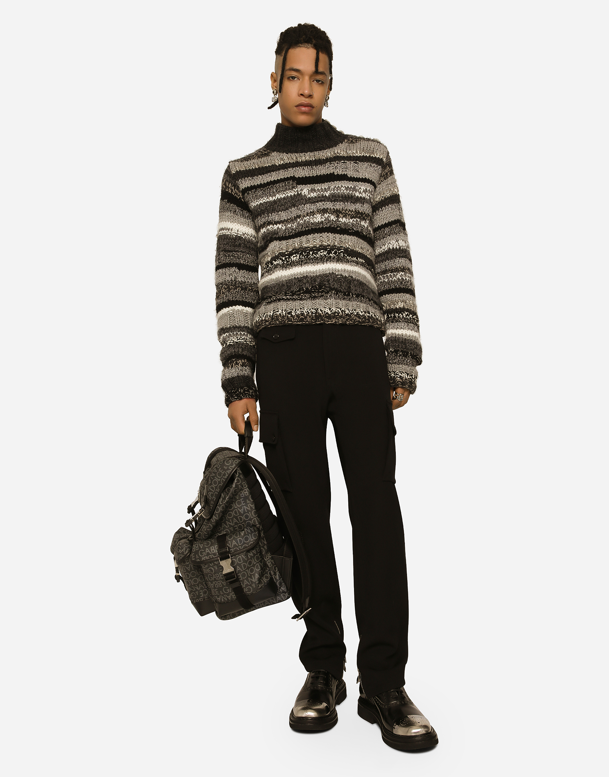  Dolce & Gabbana Coated Jacquard Backpack - Man Backpacks And Fanny Packs Multi-colored Fabric Onesize 