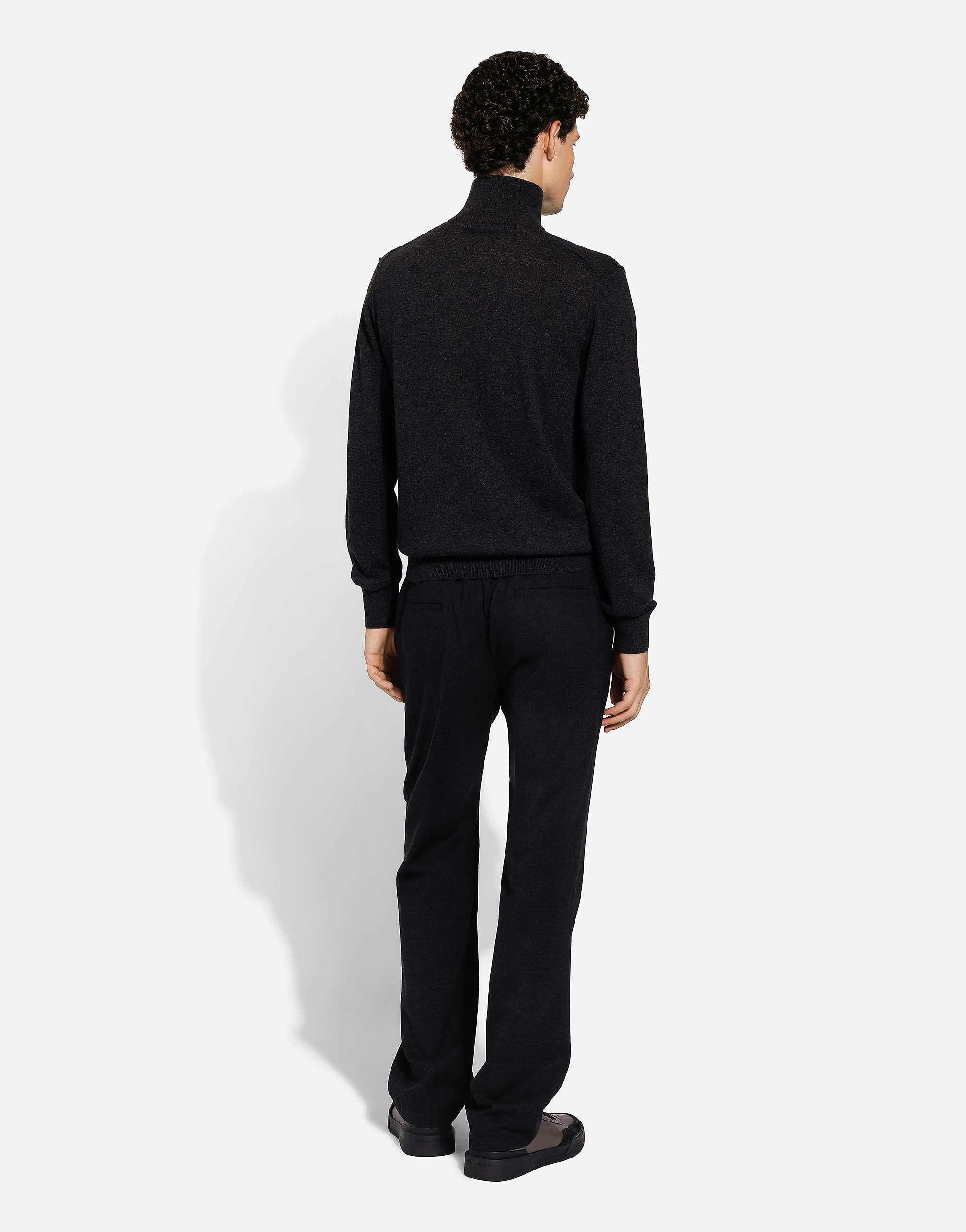  Dolce & Gabbana Pullover Aus Kaschmir Mit Hohem Kragen Und Reißverschluss - Mann Strickwaren Grau 46 