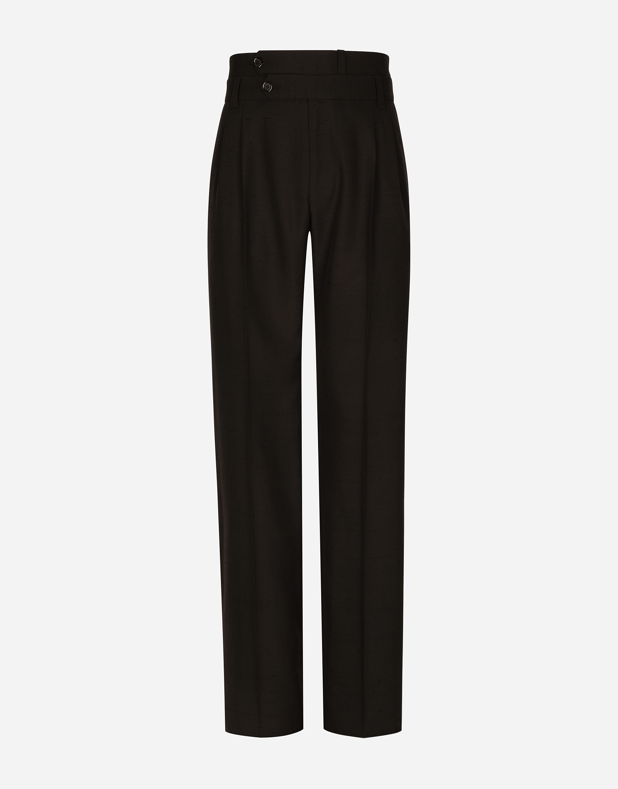 Dolce & Gabbana Tailored Shantung Silk And Cotton Pants In Black
