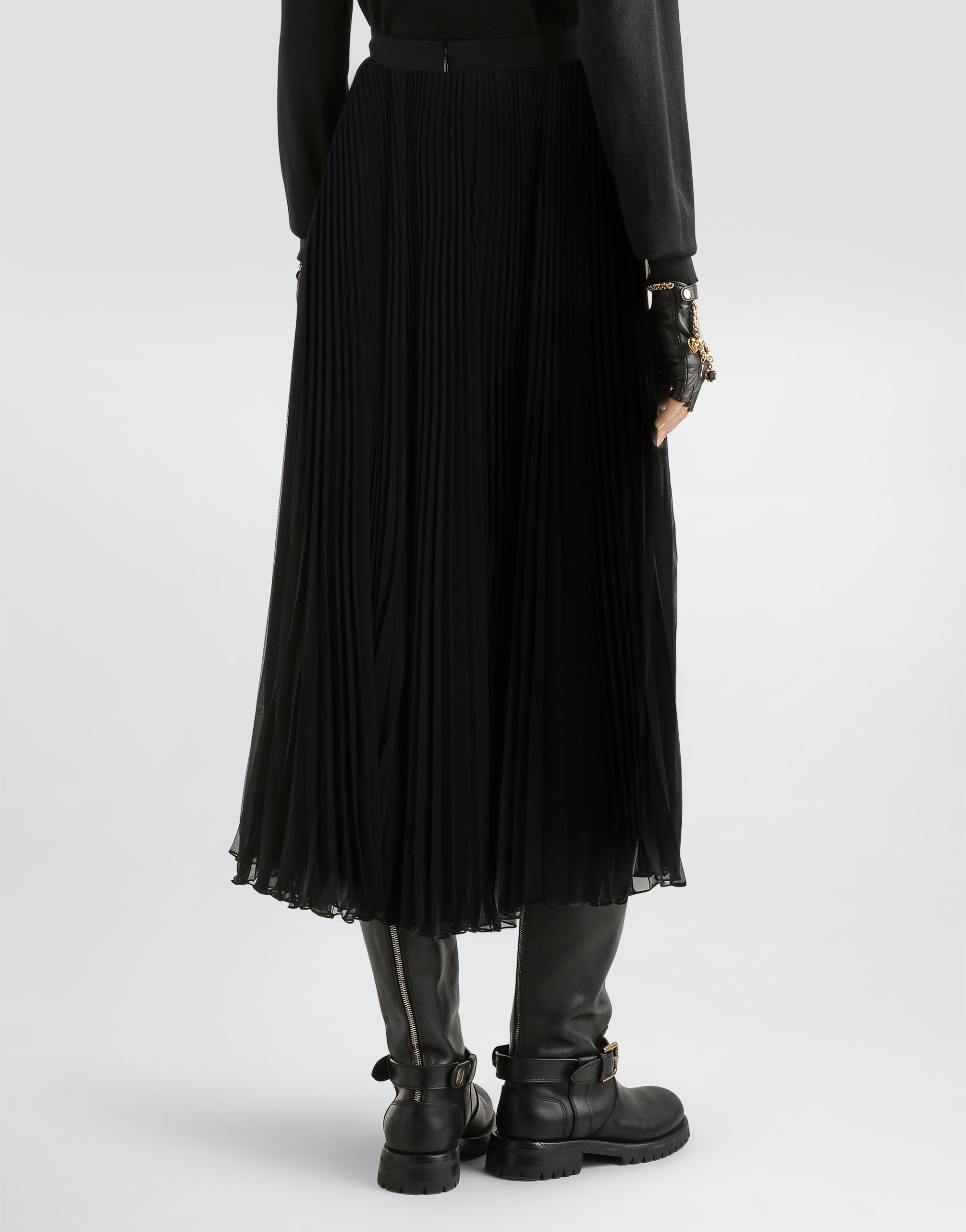 Long pleated chiffon skirt
