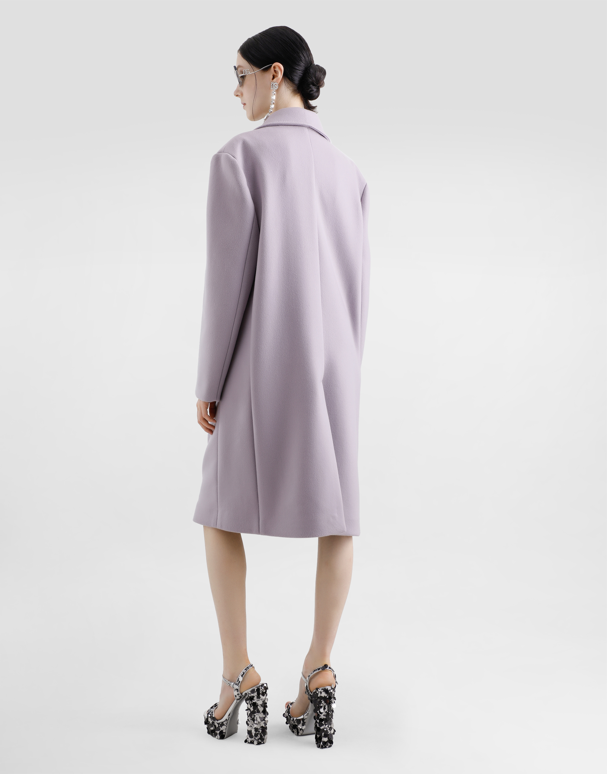Dolce & Gabbana Single-breasted Cashmere Baize Coat In Lilac