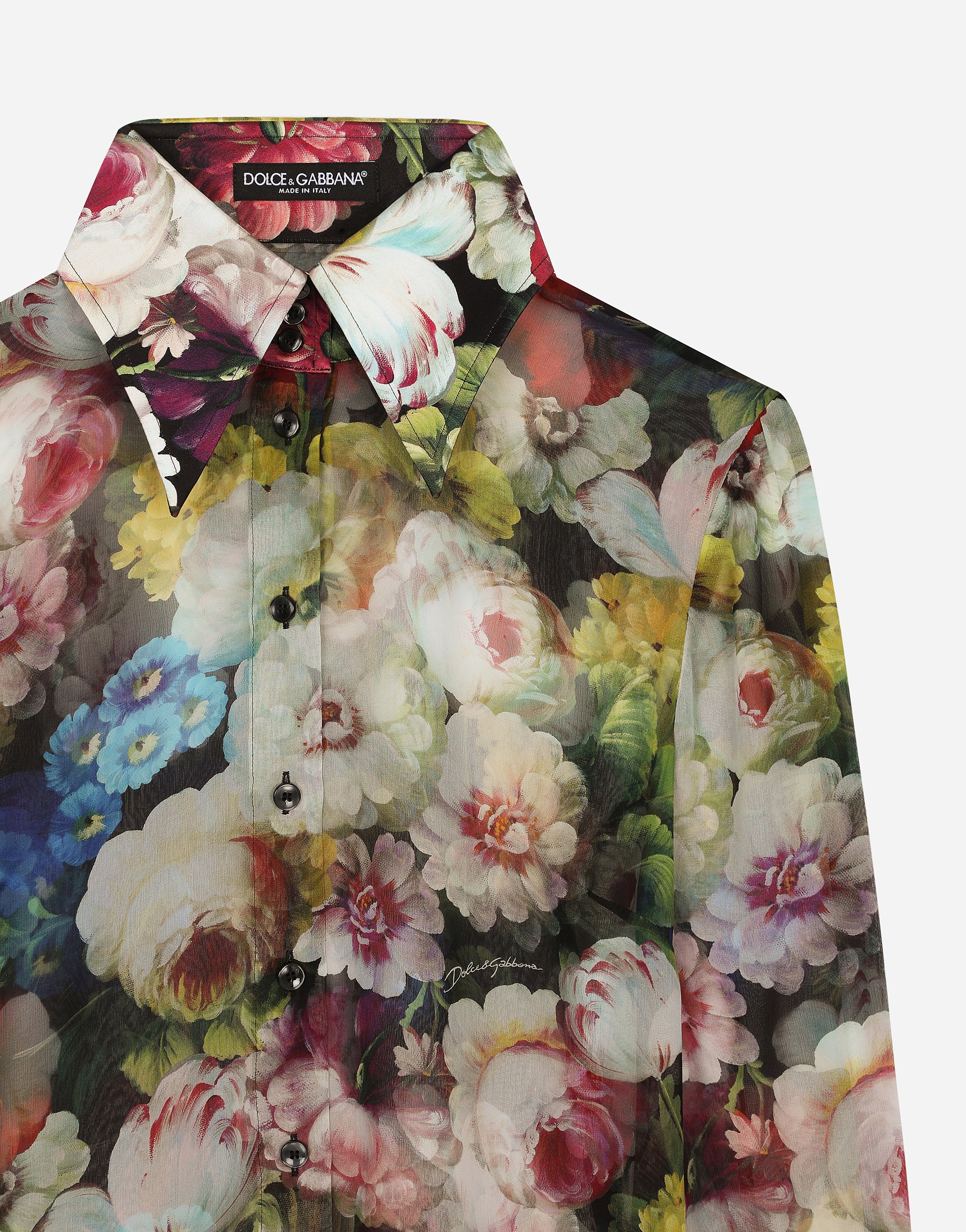 Chiffon shirt with nocturnal flower print
