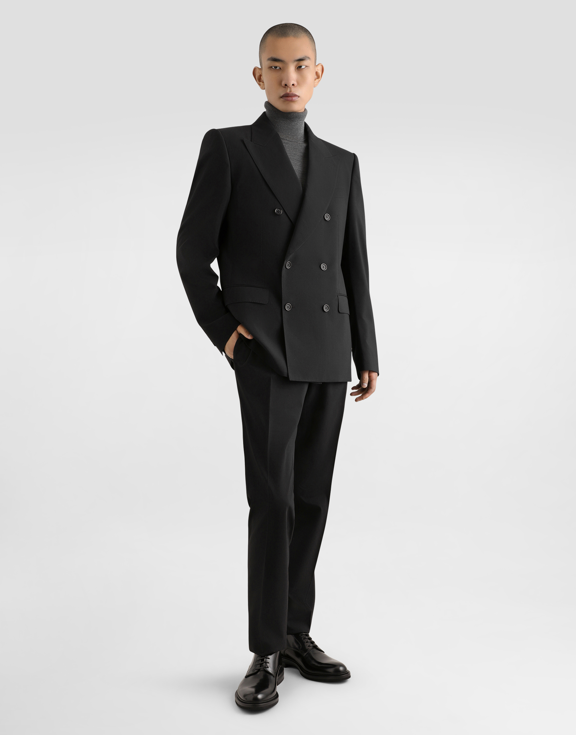 DOLCE & GABBANA DOUBLE-BREASTED STRETCH WOOL SICILIA-FIT SUIT