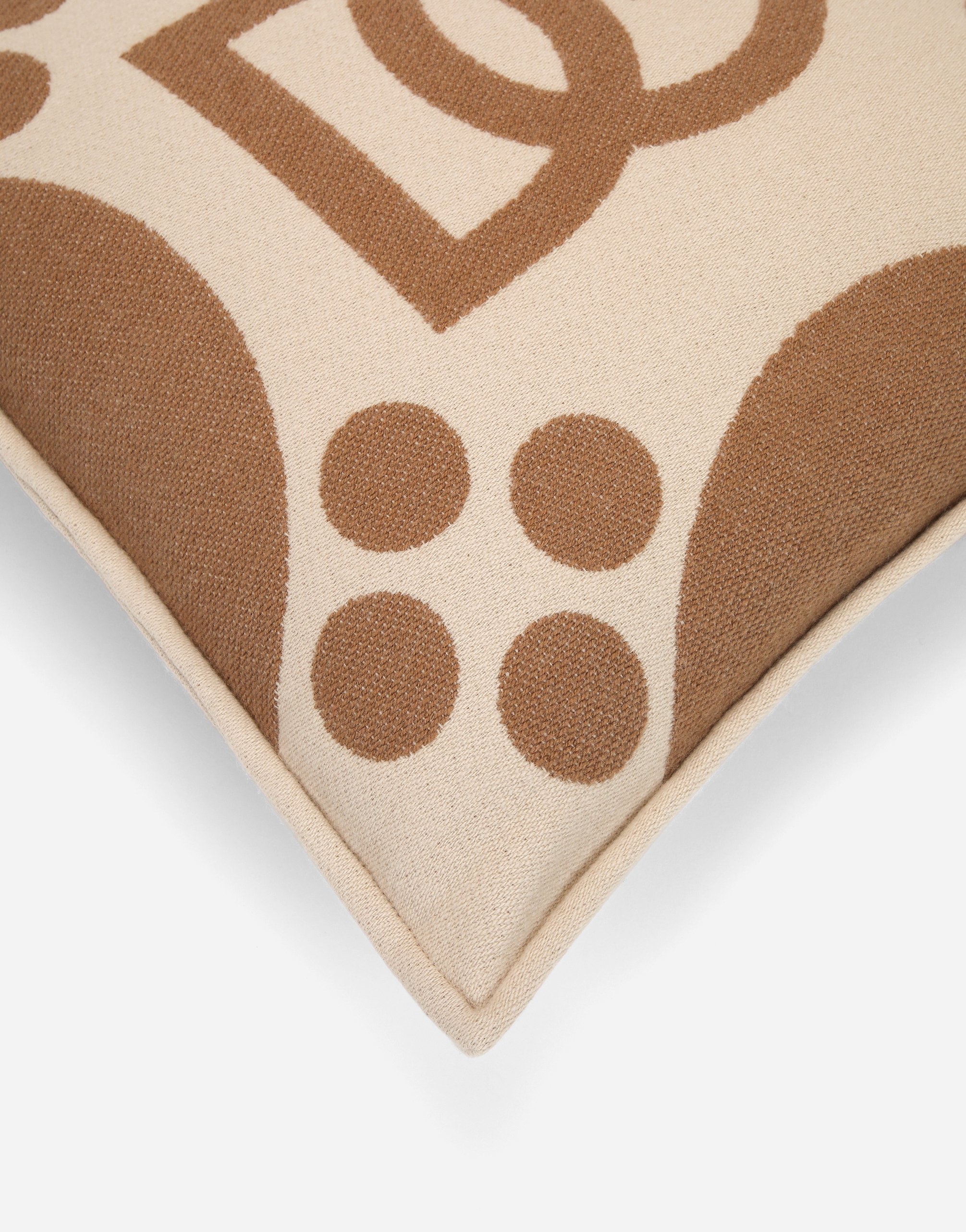 Dolce & Gabbana Wool Jacquard Cushion Medium In Brown