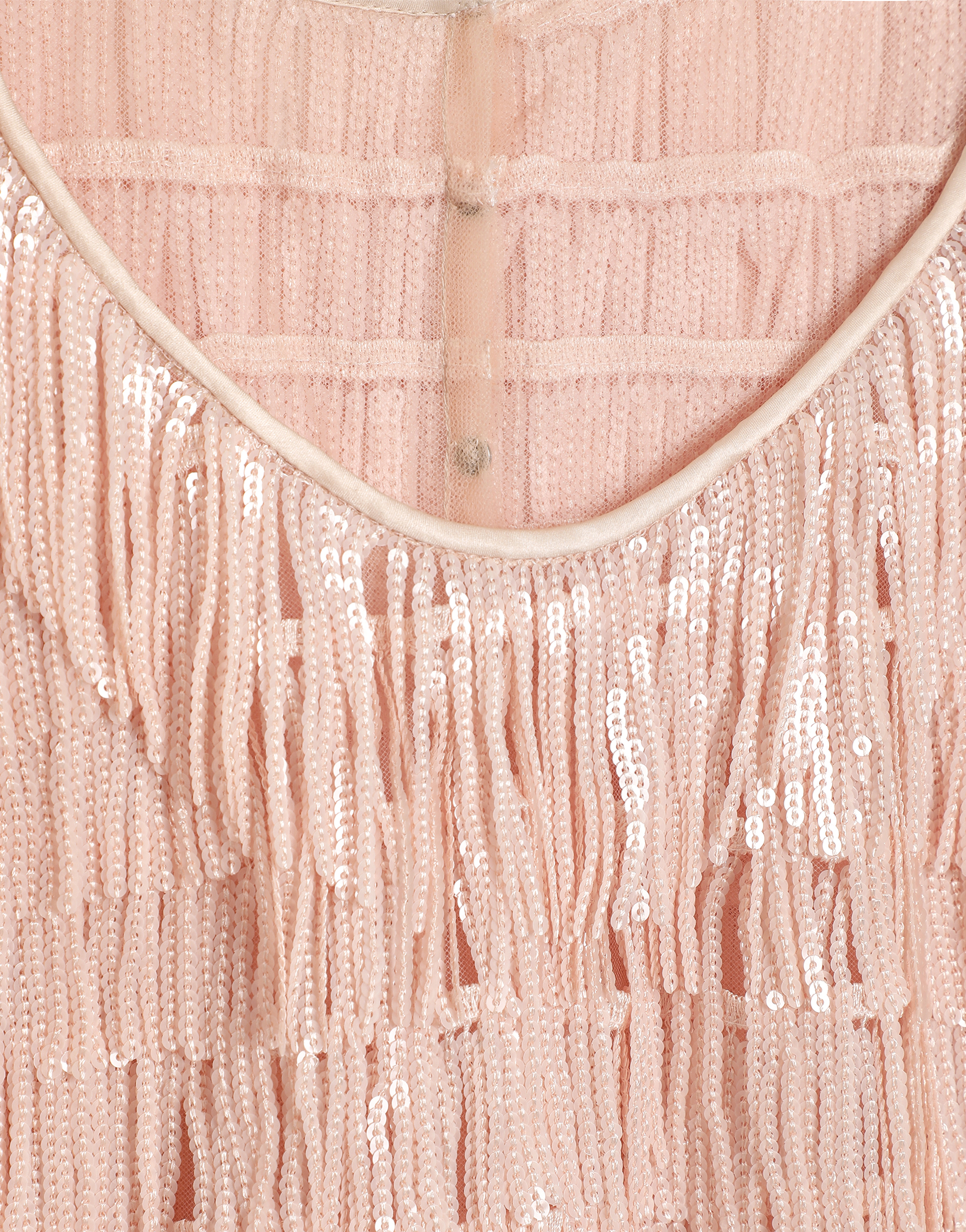 Sleeveless top with sequined fringe embellishment