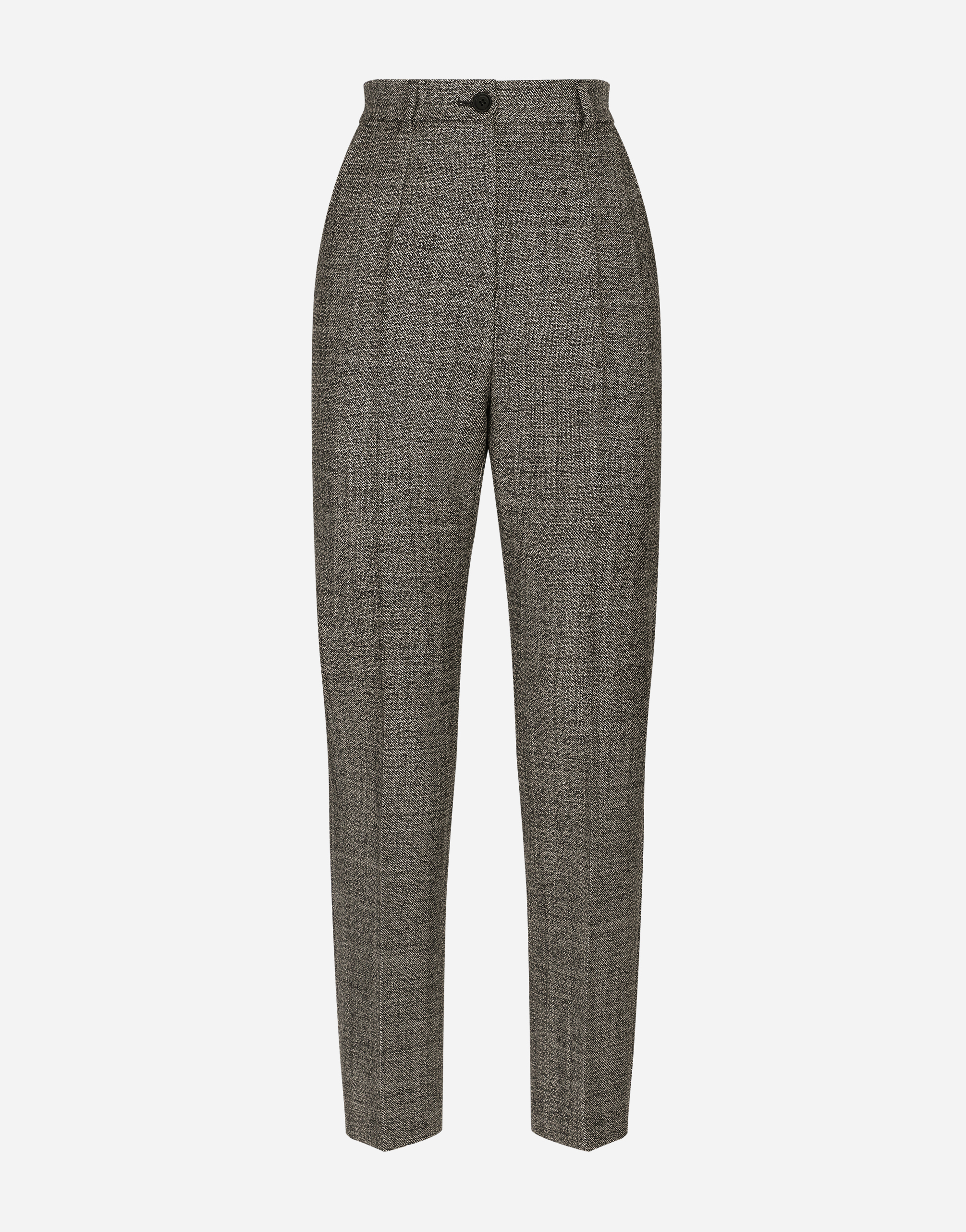 Dolce & Gabbana Tailored Wool Micro-tweed Pants In Multicolor