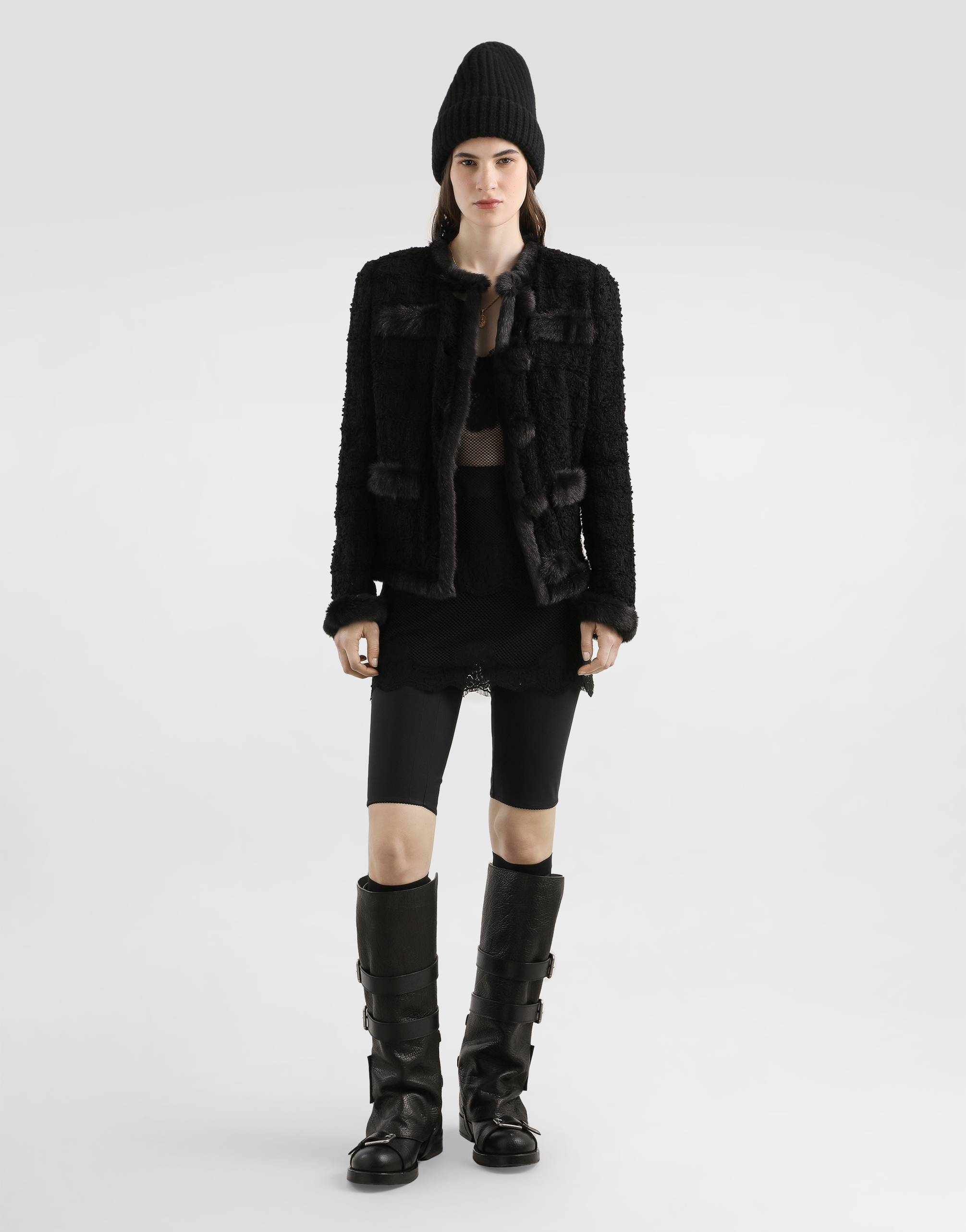 Single-breasted tweed jacket