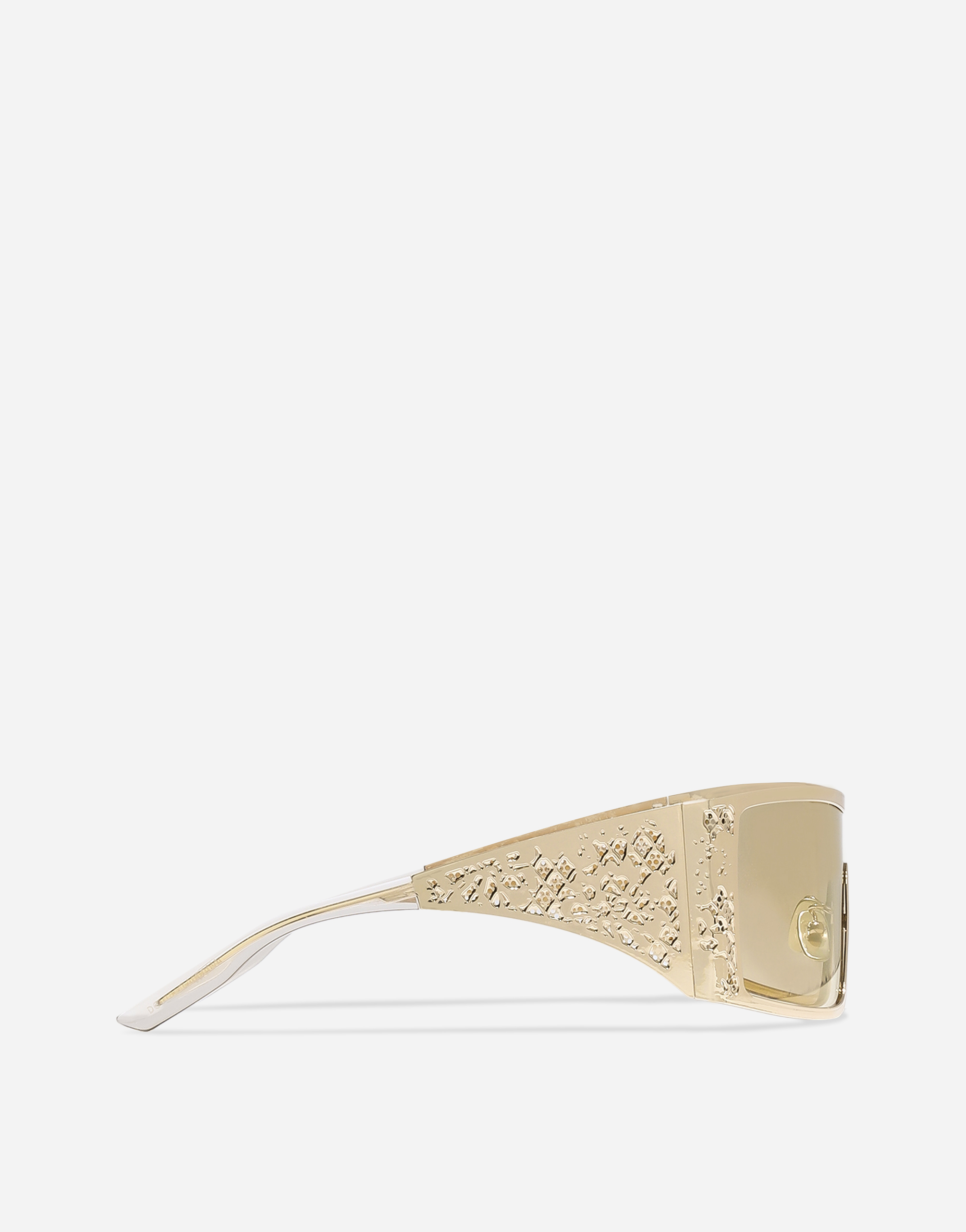 Dolce & Gabbana Floral-embellished Oversized Sunglasses In Gold