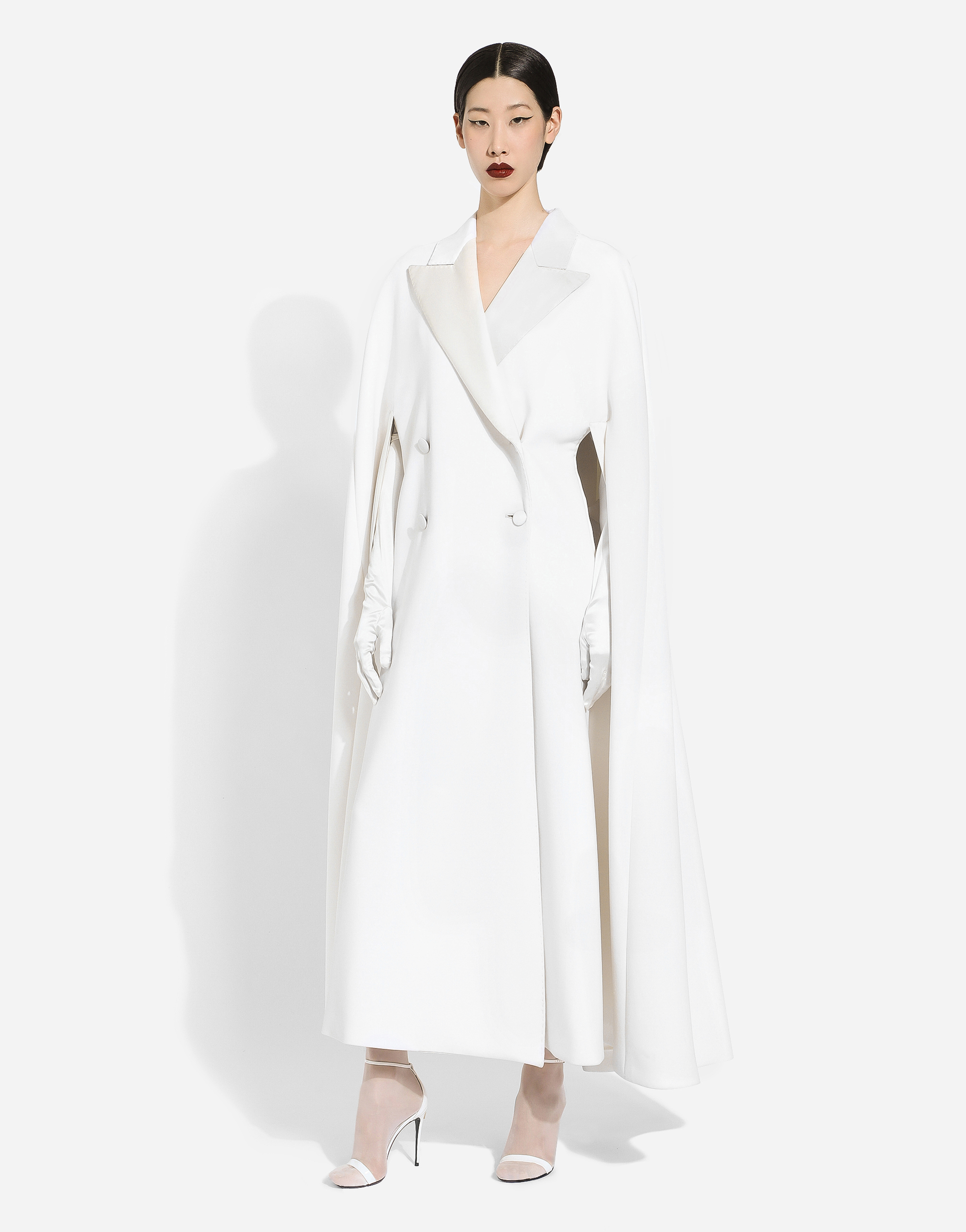 Dolce & Gabbana Double-breasted Wool Cape In White