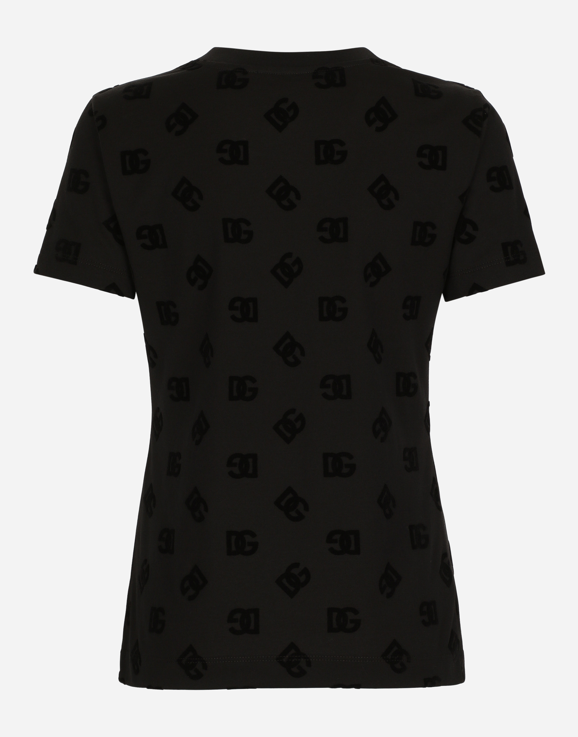 Jersey T-shirt with all-over flocked DG logo