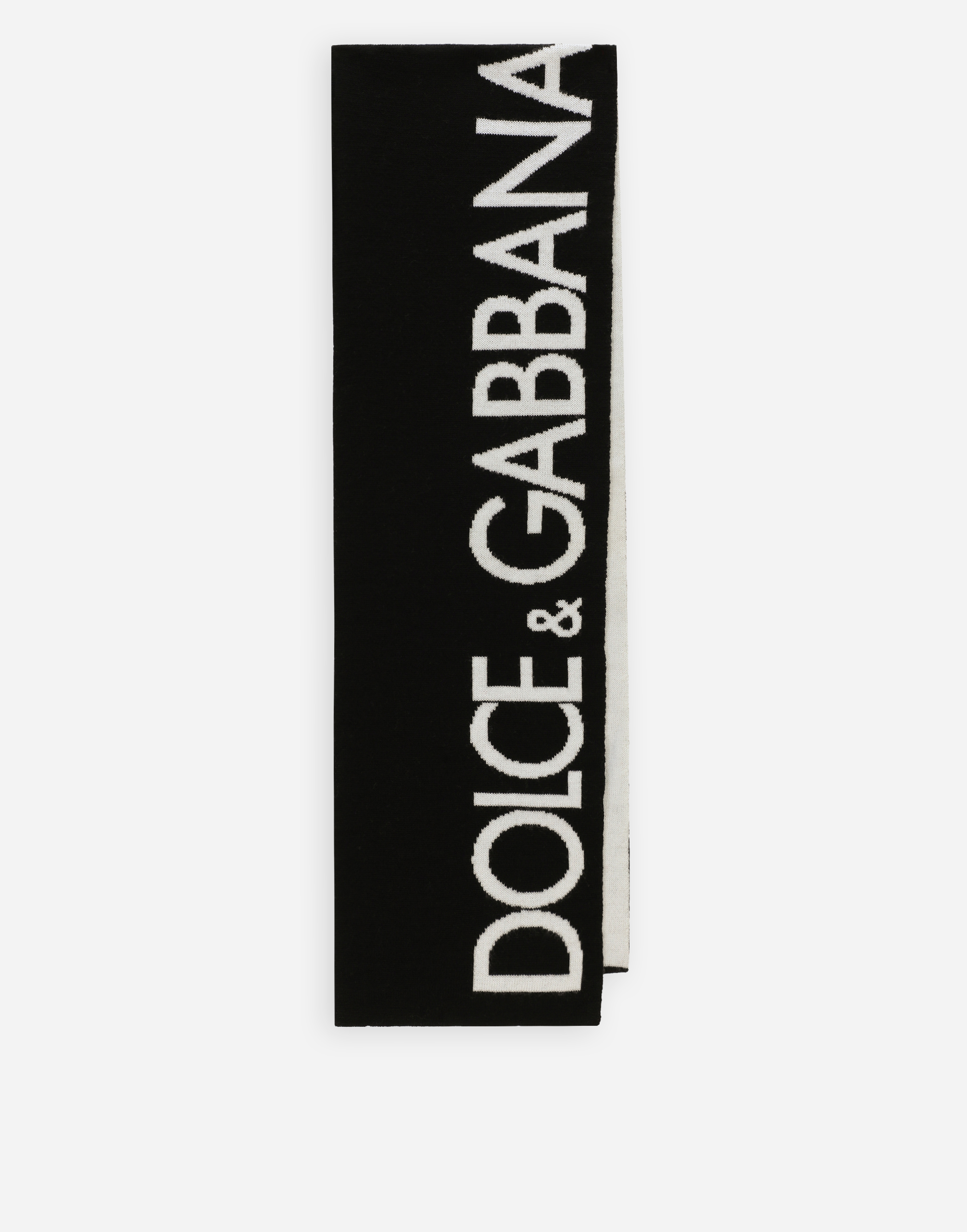 Dolce & Gabbana Knit Scarf With Jacquard Logo In Black