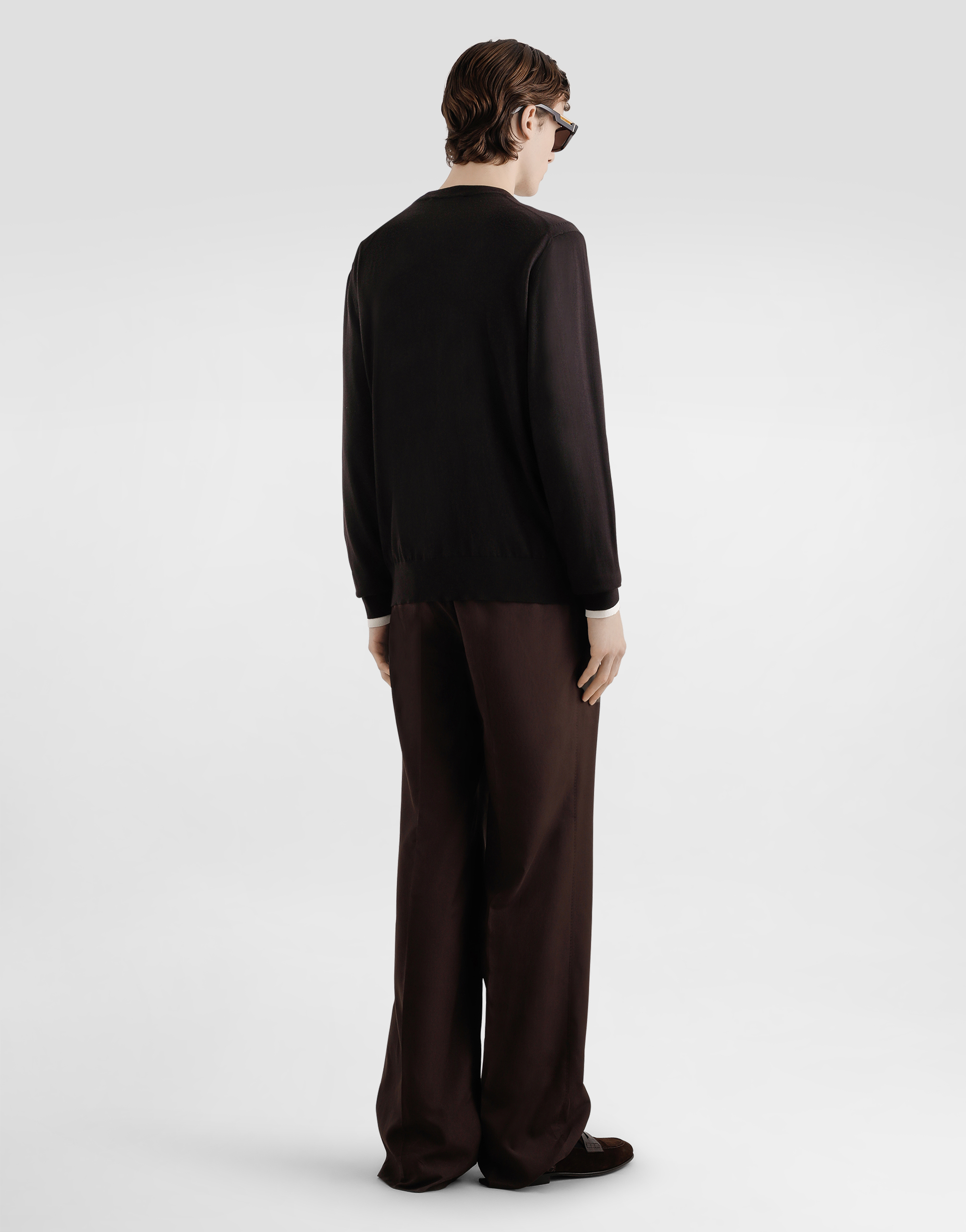 Dolce & Gabbana Silk And Gabardine Trousers In Brown