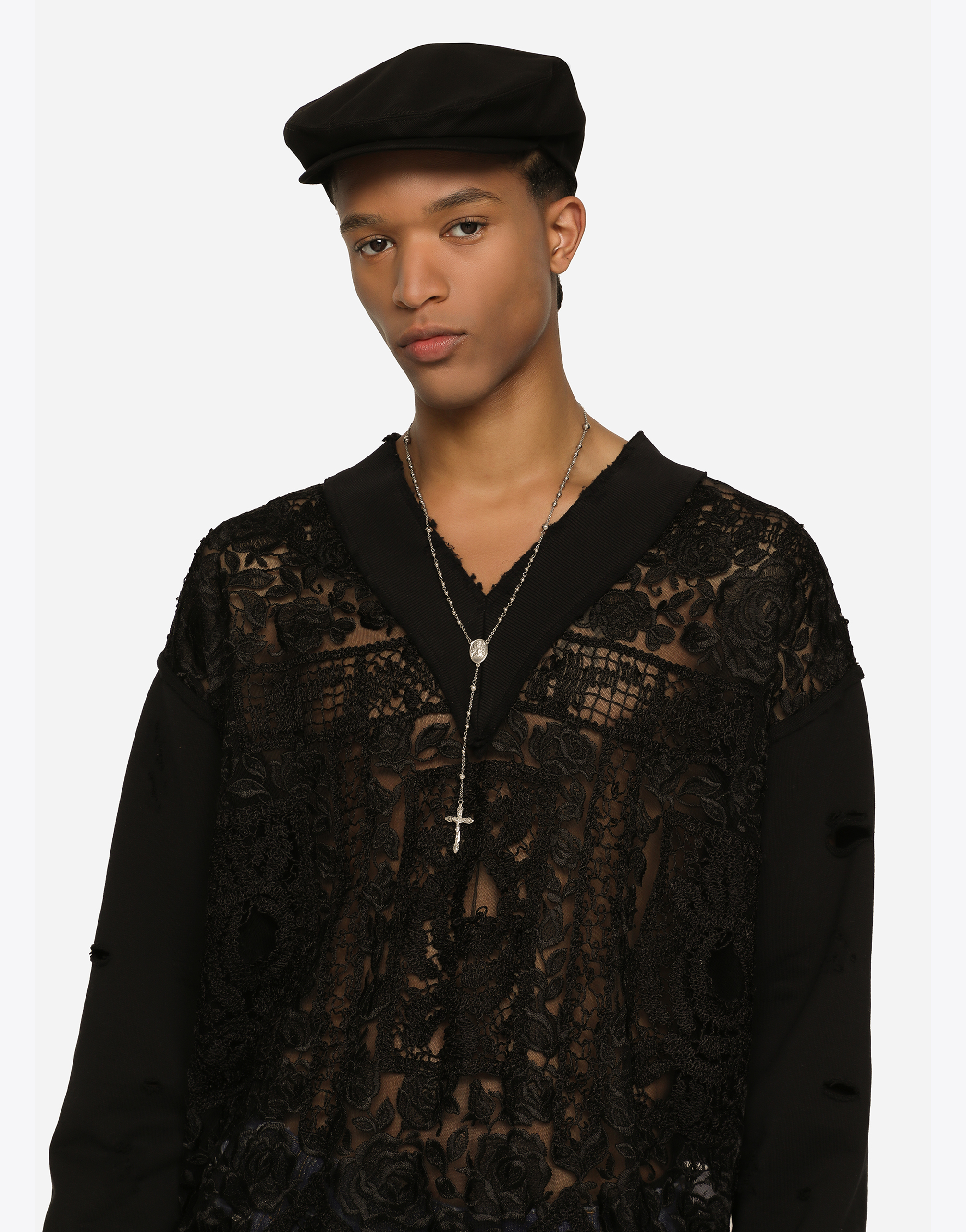 Dolce & Gabbana Cotton Fustian Flat Cap In Black
