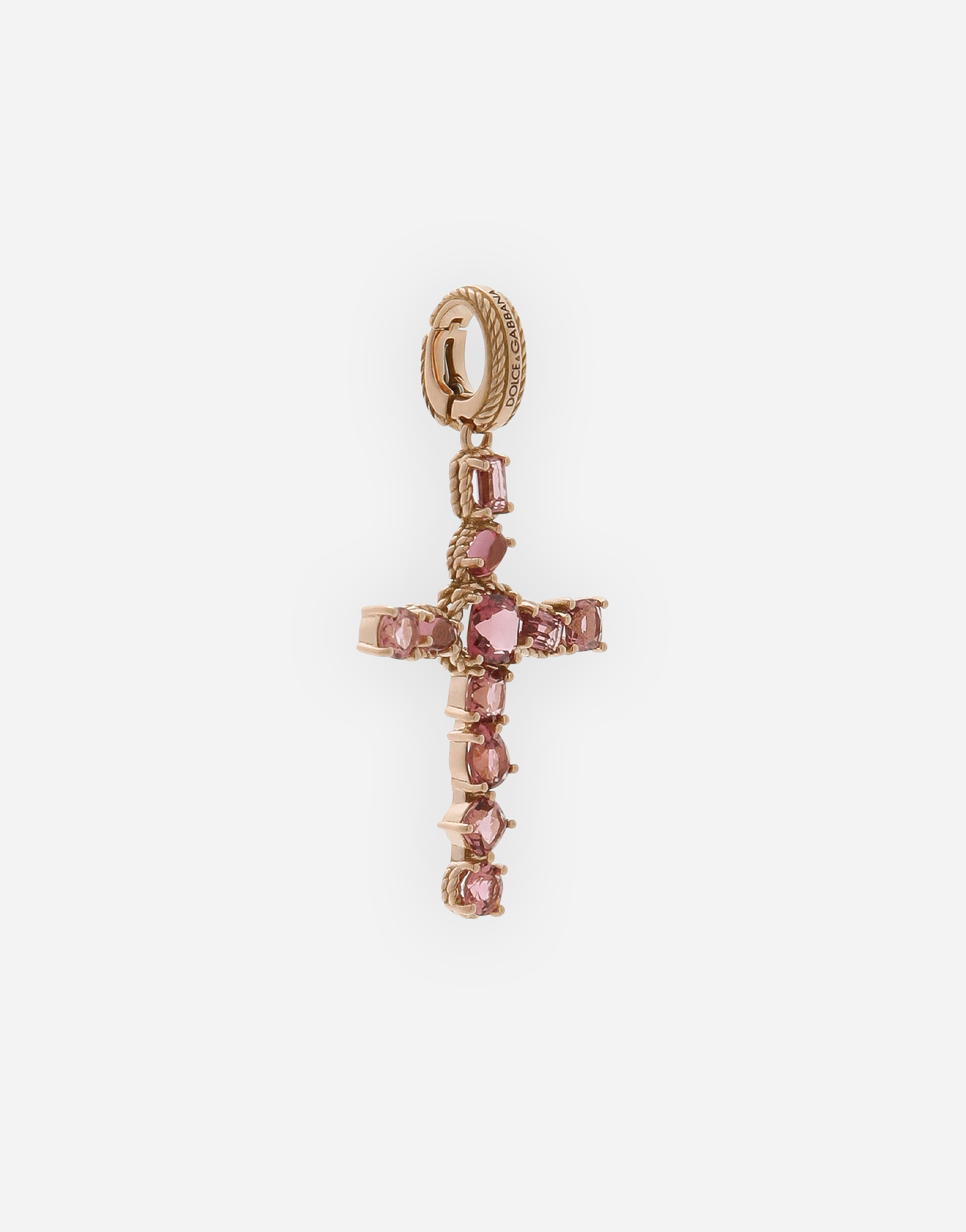 Shop Dolce & Gabbana Anna Charm In Red Gold 18kt With Pink Tourmalines