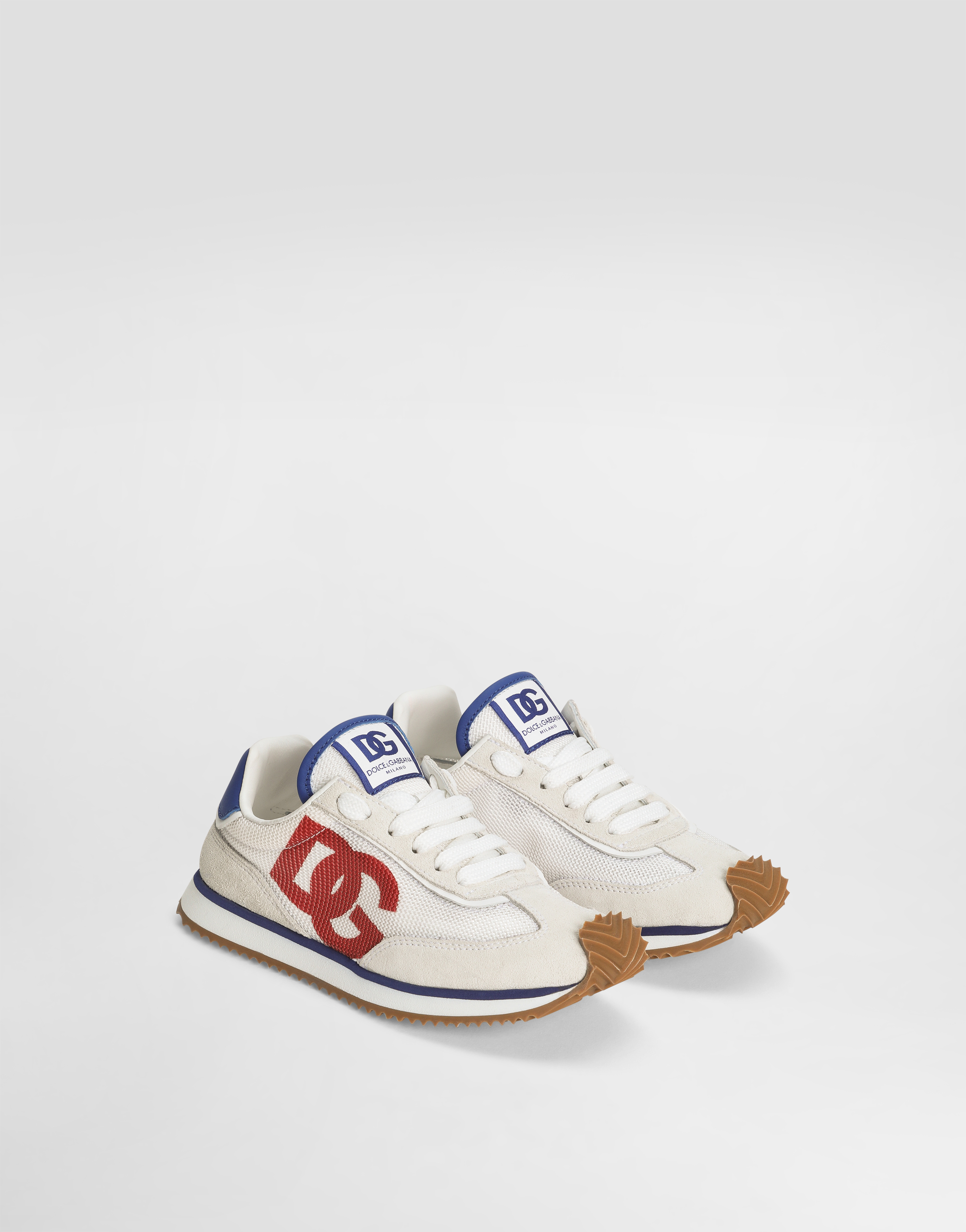Dolce & Gabbana White/oth Kids' Aria Leather And Mesh Low-top Trainers Eur 33 / 1 Uk In Multi