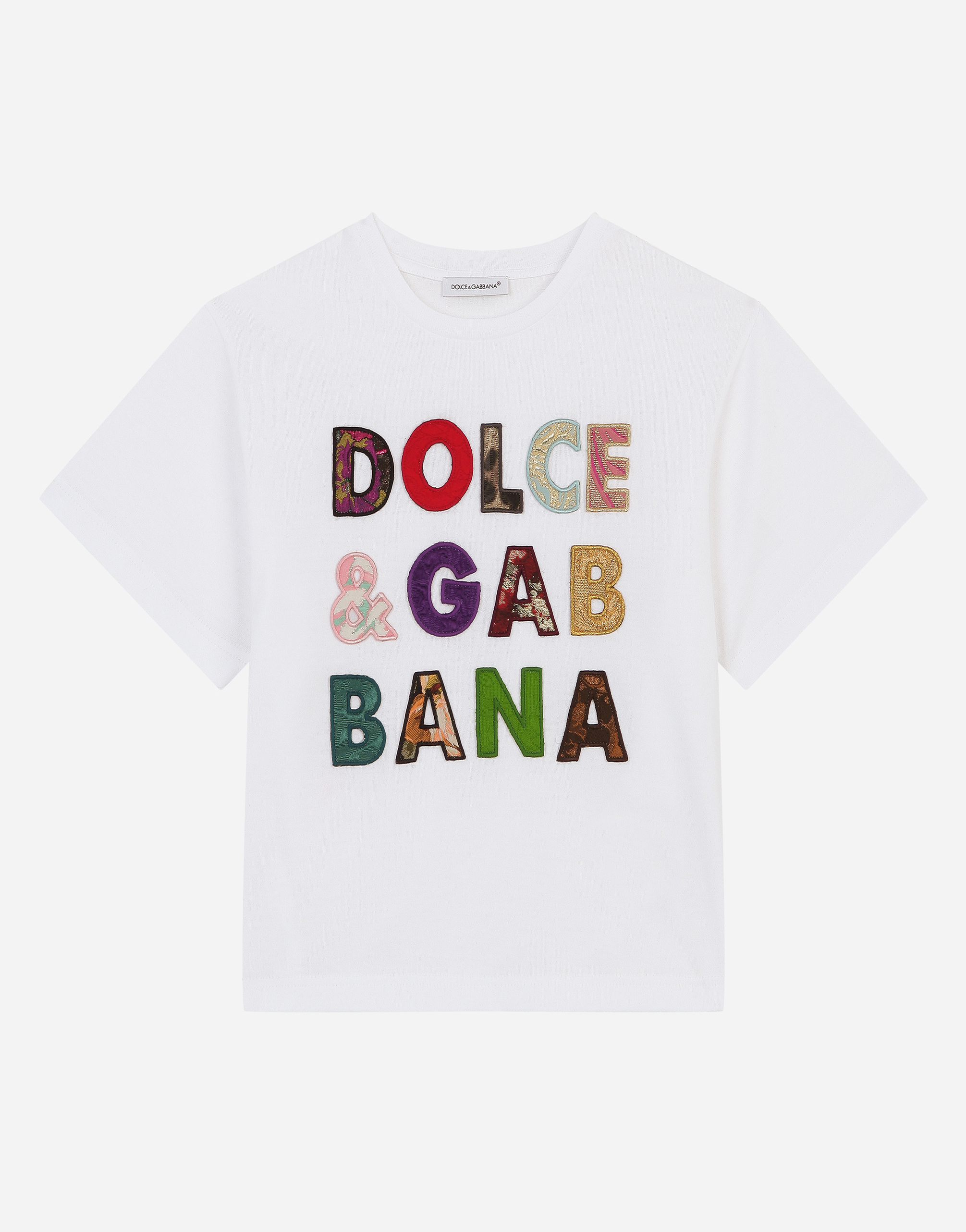 【Dolce & Gabbana】ラウンドネックTシャツ Re-Edition パッチ Dolce & Gabbana RE-EDITION Printed T-shirt with Logo Patch
