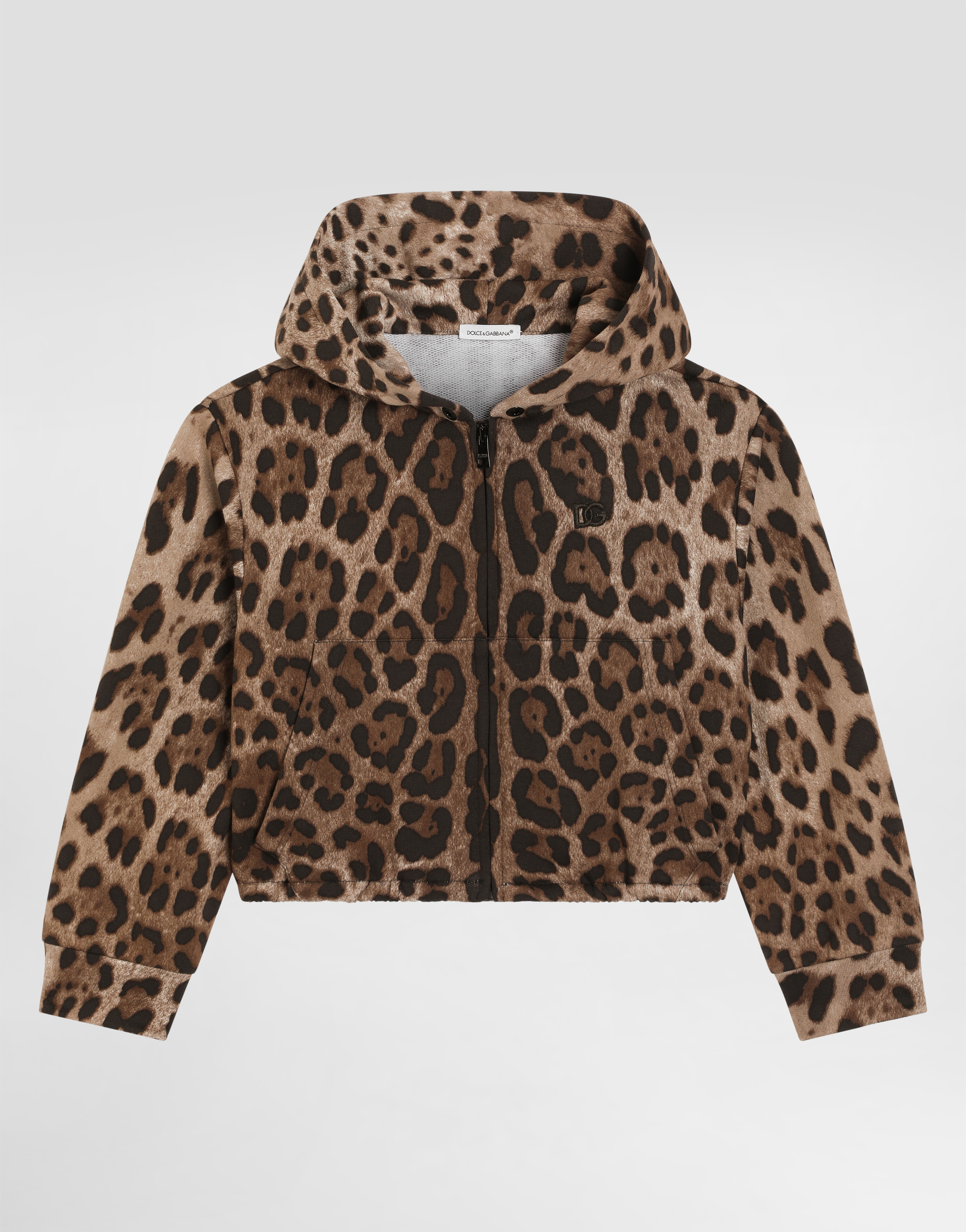 Leopard-print hooded sweatshirt in Print for Girls | Dolce&Gabbana®