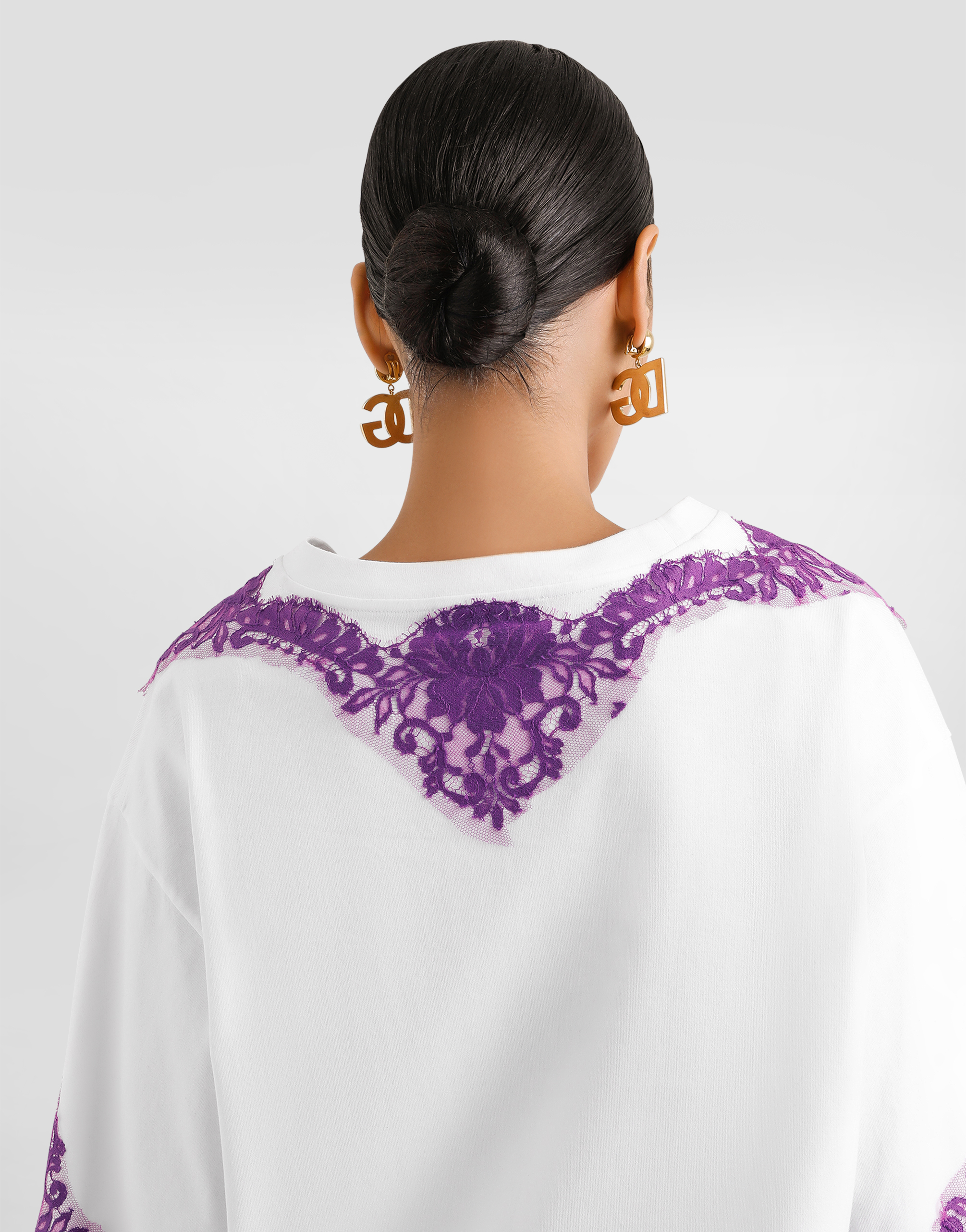 Dolce & Gabbana Jersey T-shirt With Lace And Dg Patch In White