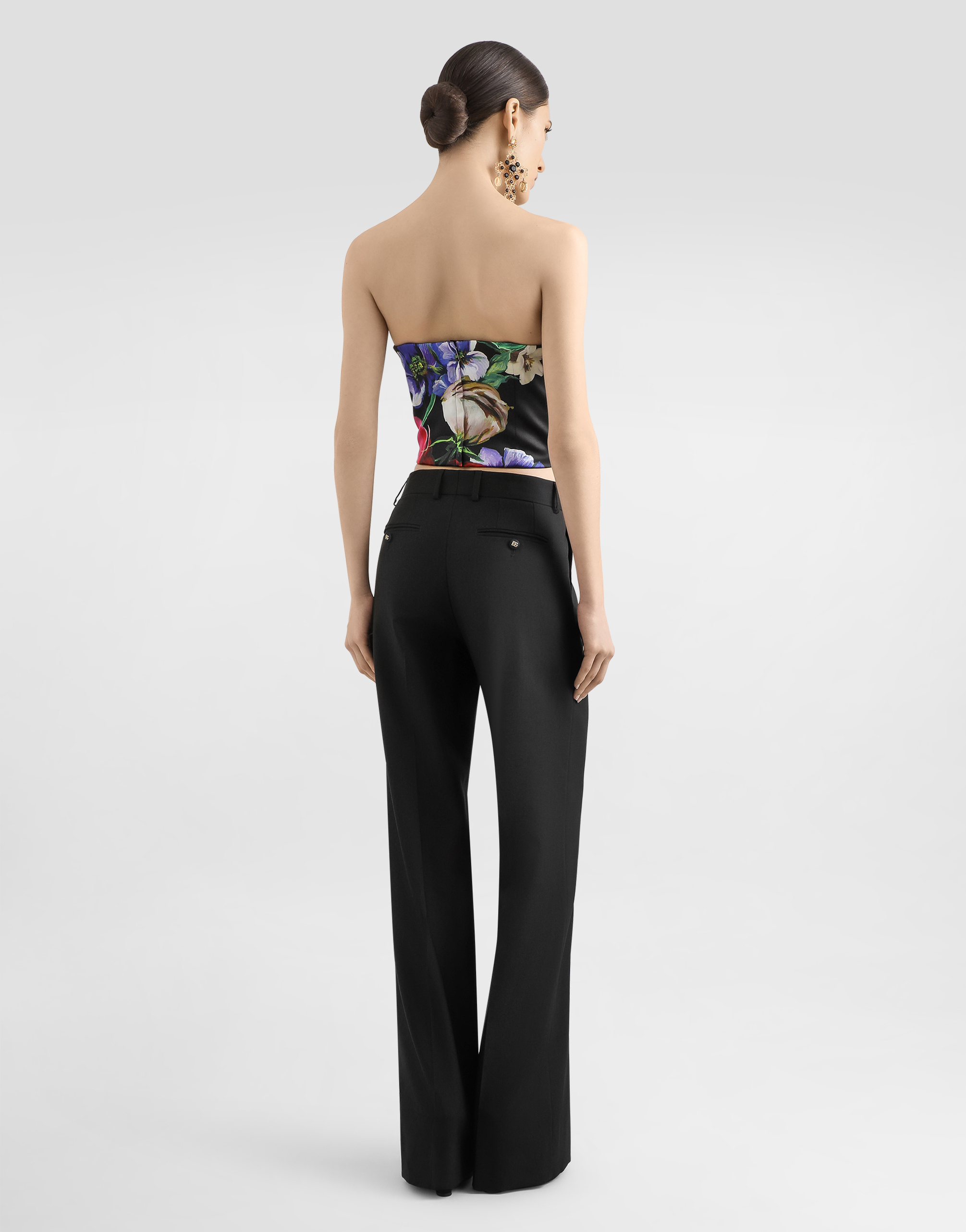 Dolce & Gabbana Satin Corset Top With Floral Print In Print