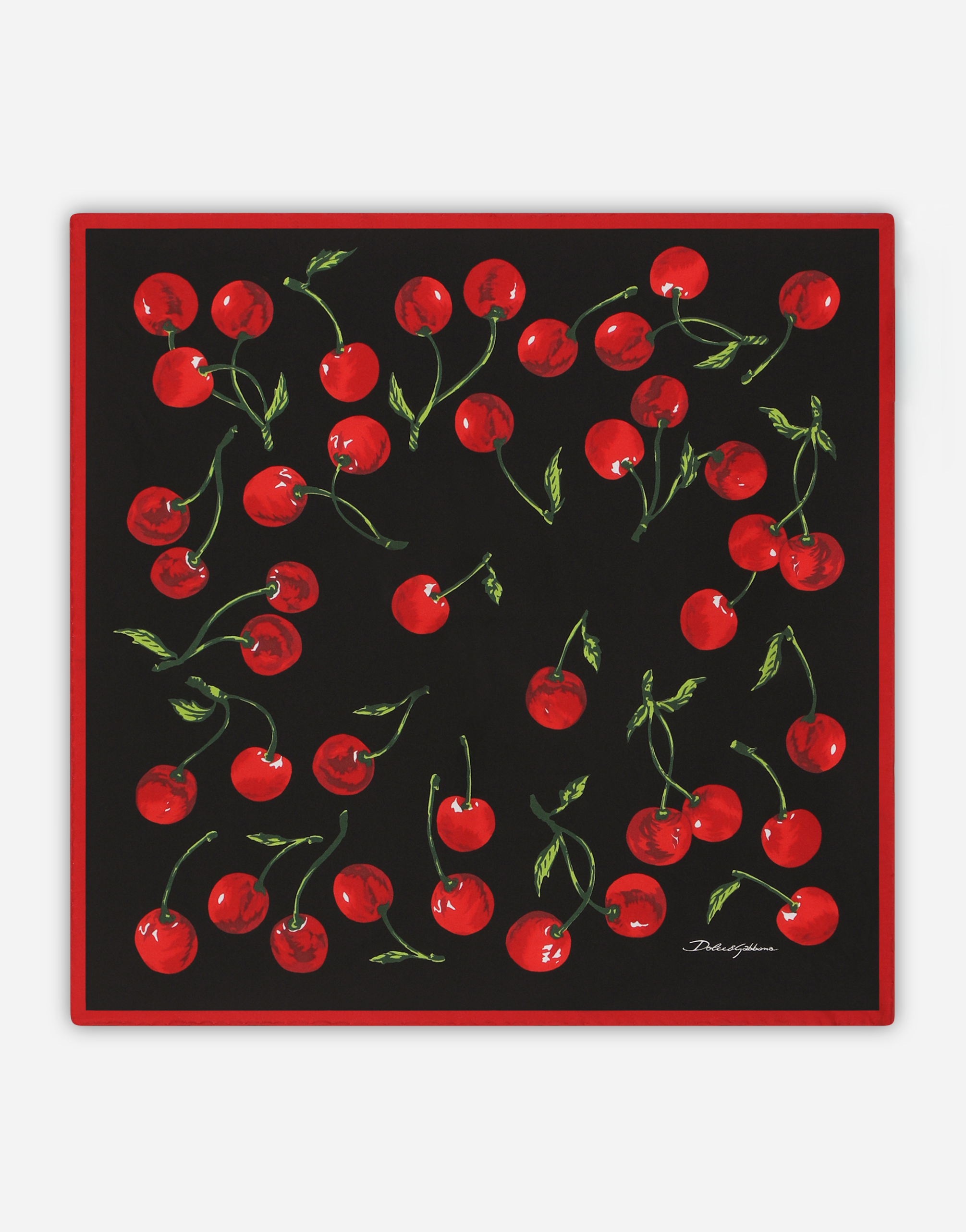 DOLCE & GABBANA CHERRY-PRINT TWILL SCARF (50X50)