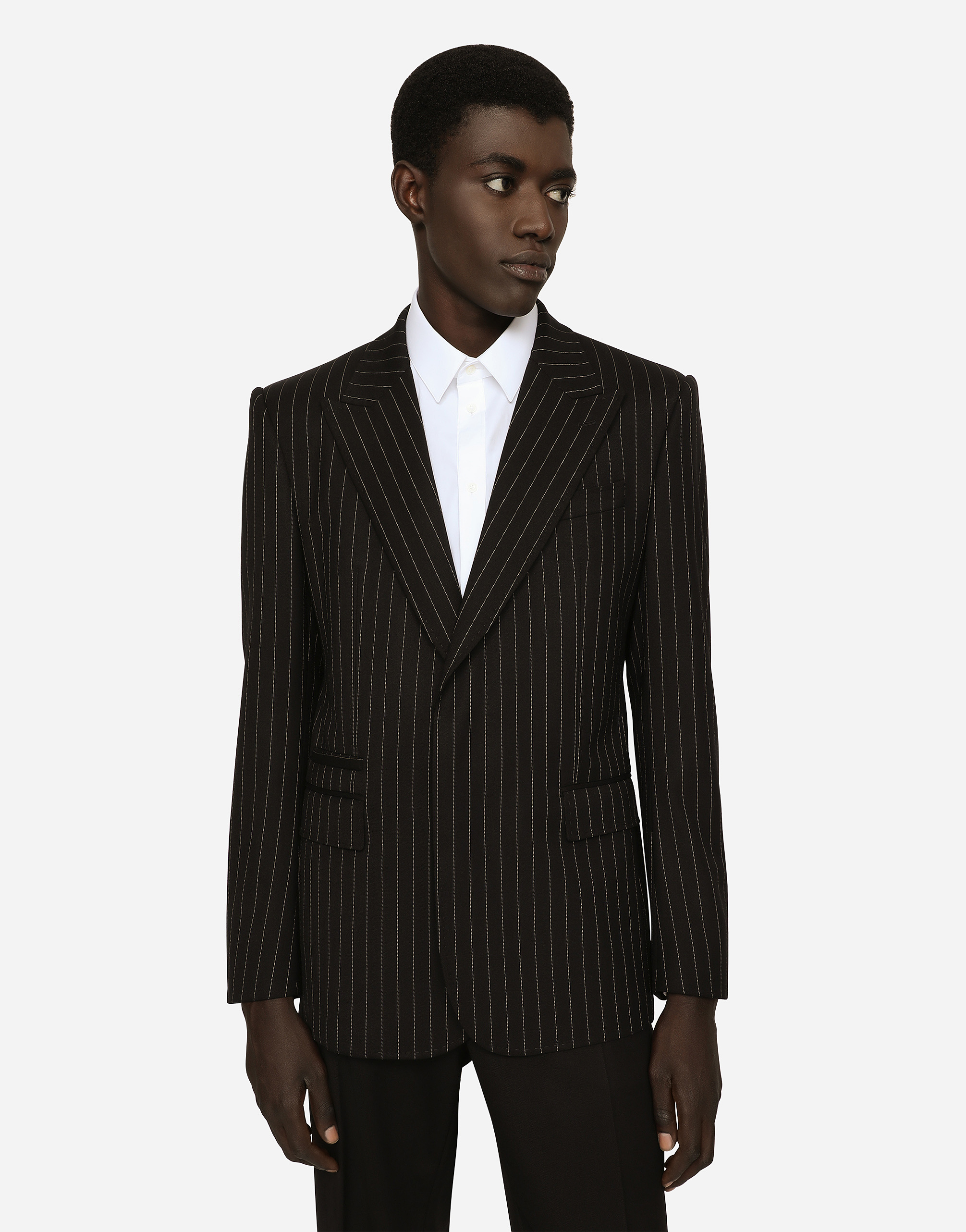 DOLCE & GABBANA PINSTRIPE STRETCH WOOL SICILIA-FIT JACKET