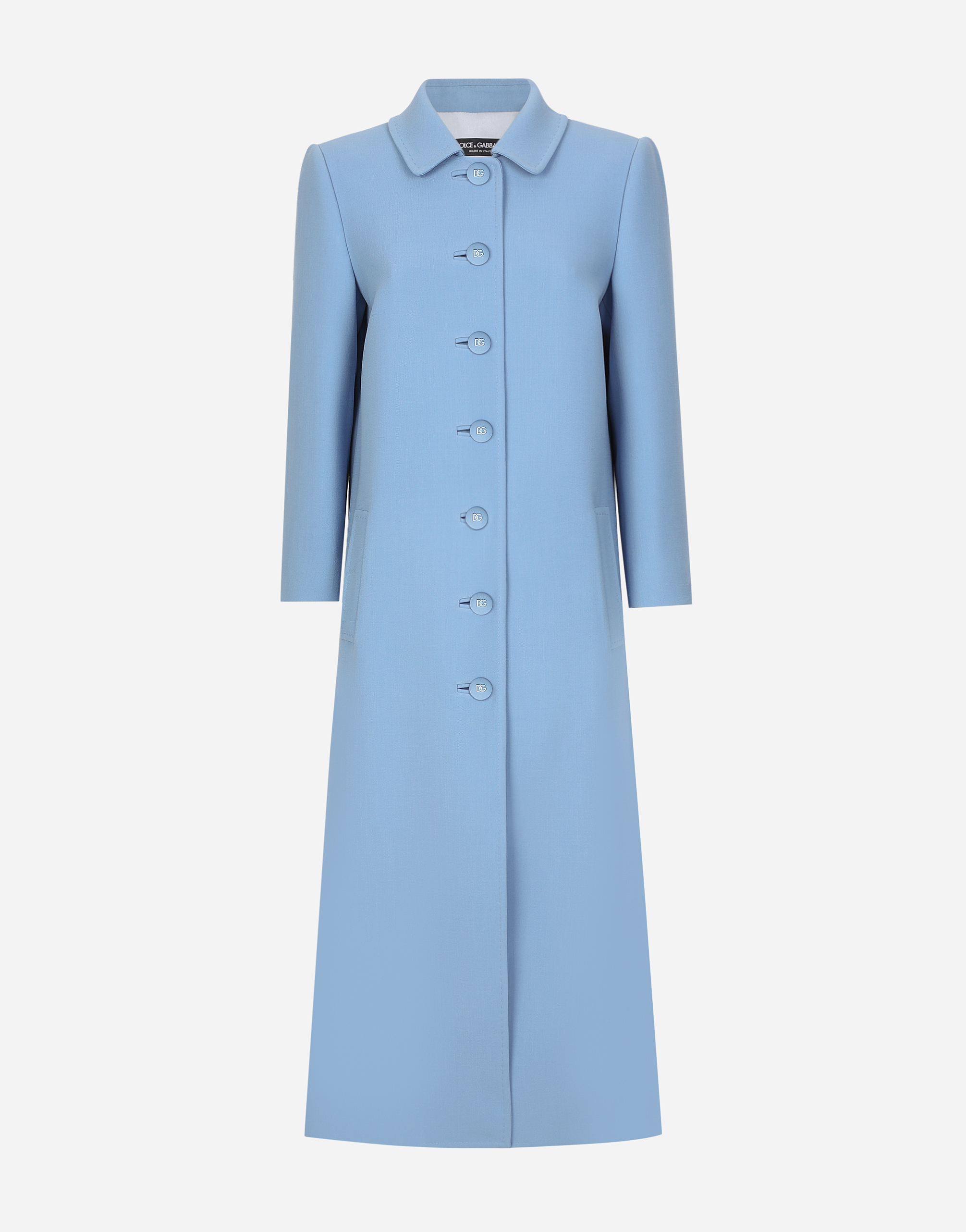 Dolce & Gabbana Single-breasted Wool Crêpe Coat - Woman Coats And Jackets Azure