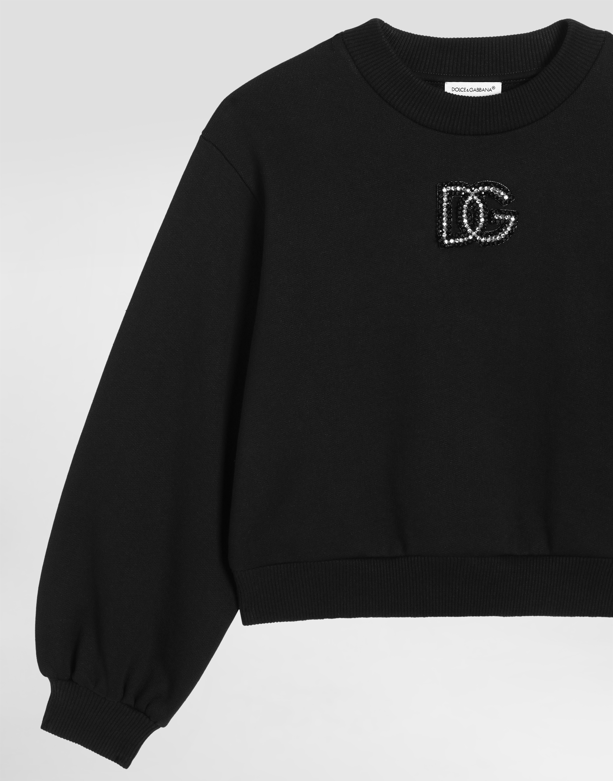 Dolce & Gabbana Sweatshirt With Dg Rhinestone Patch In Multi