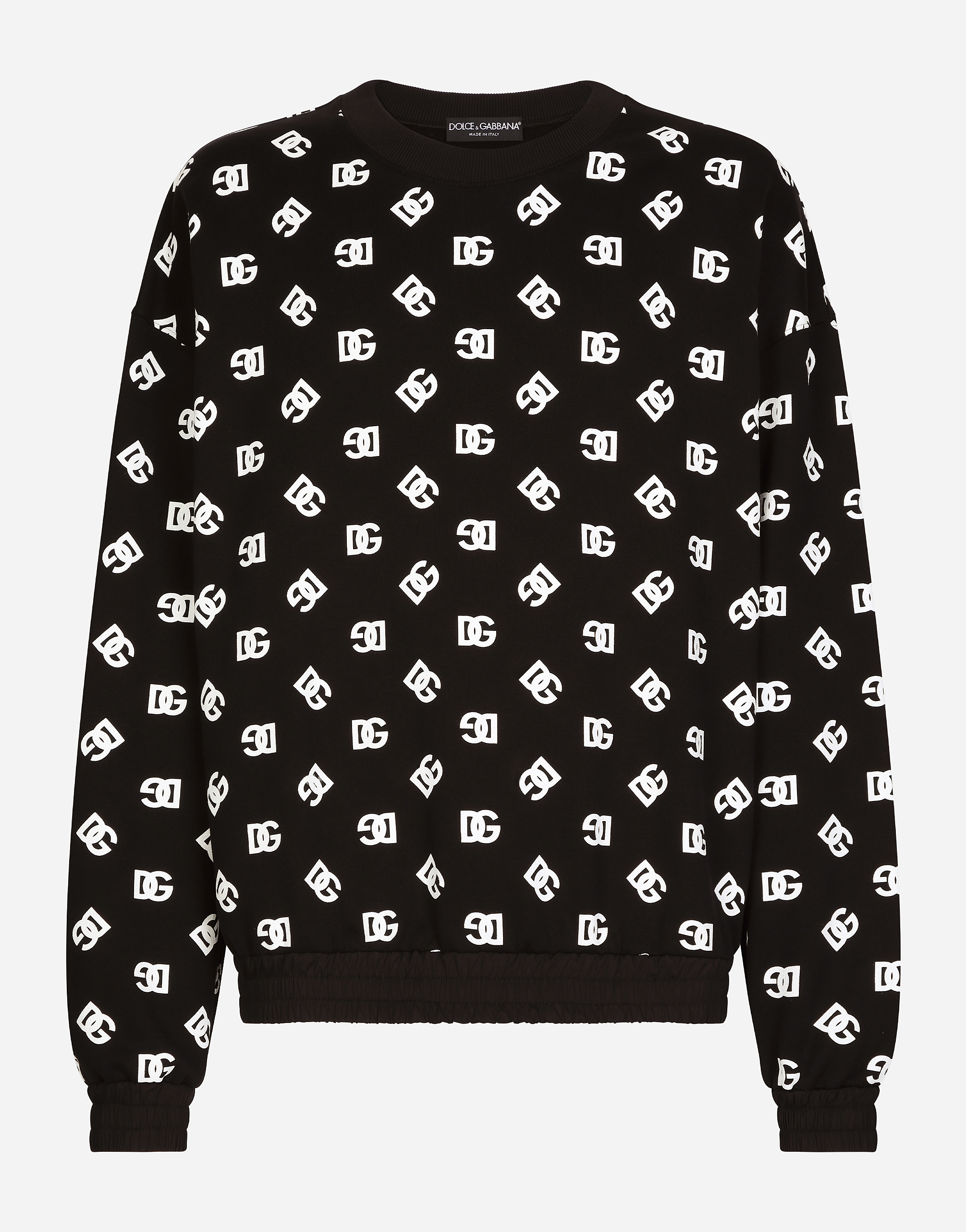 Shop Dolce & Gabbana Round-neck Sweatshirt With Dg Monogram Print In Black