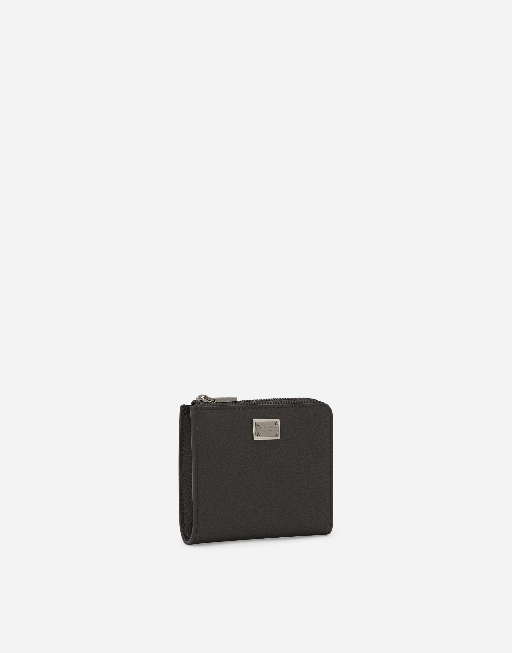  Dolce & Gabbana Dolce & Gabbana Dauphine Calfskin Card Holder - Man Wallets And Small Leather Goods Gray Leather Onesize 