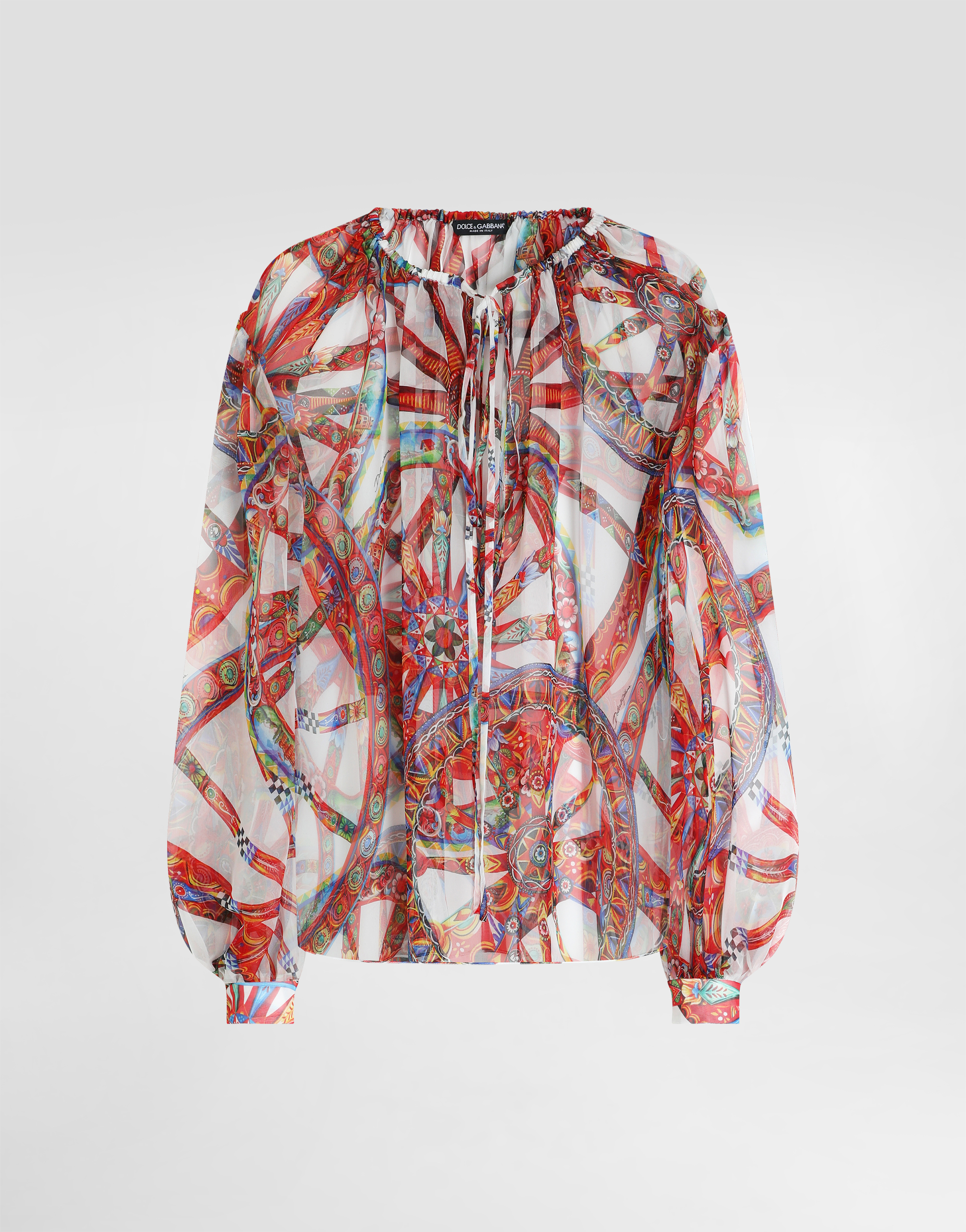 Carretto-print chiffon top in Multicolor for Women | Dolce&Gabbana® US