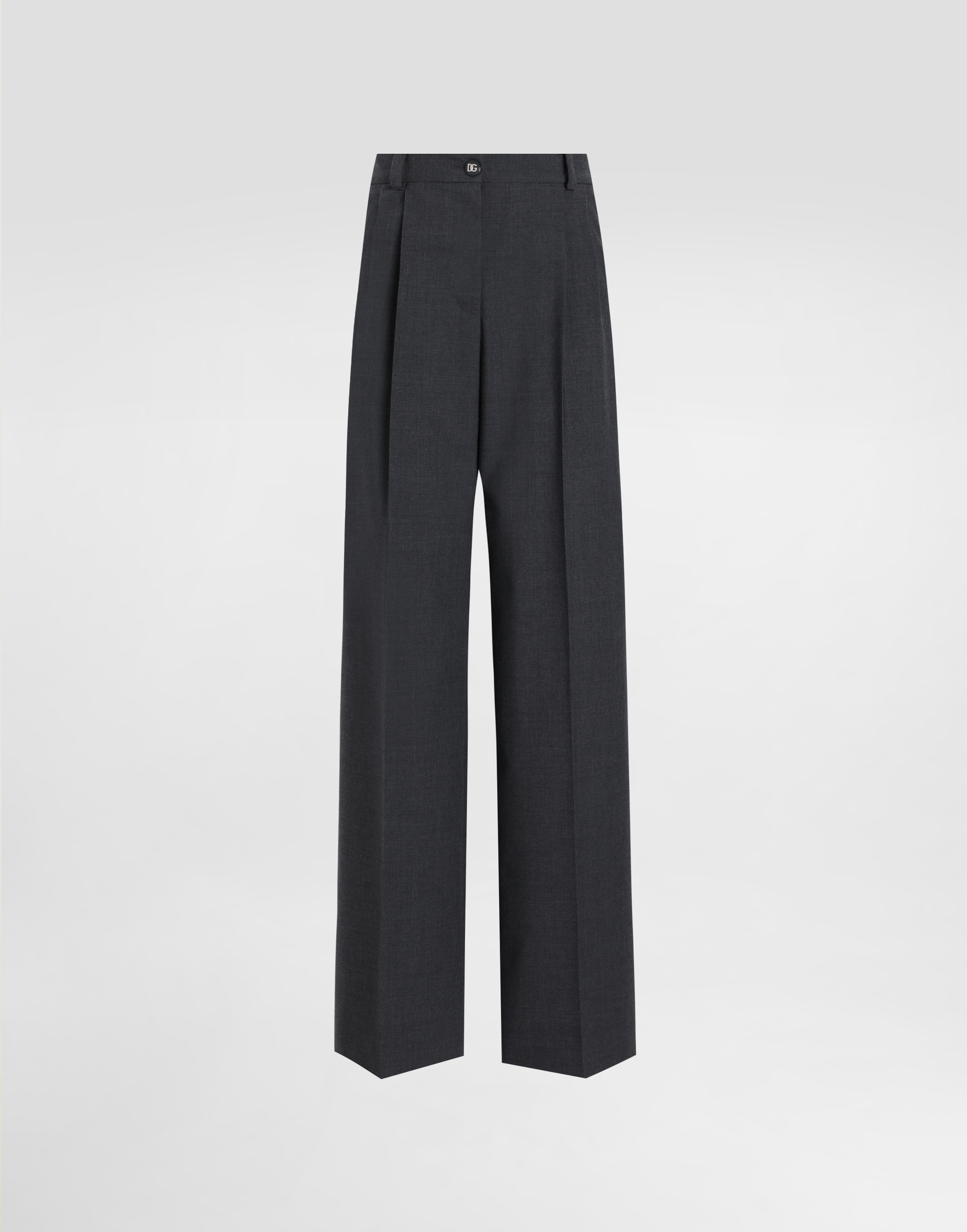 Dolce & Gabbana Wool Fabric Pants In Grey