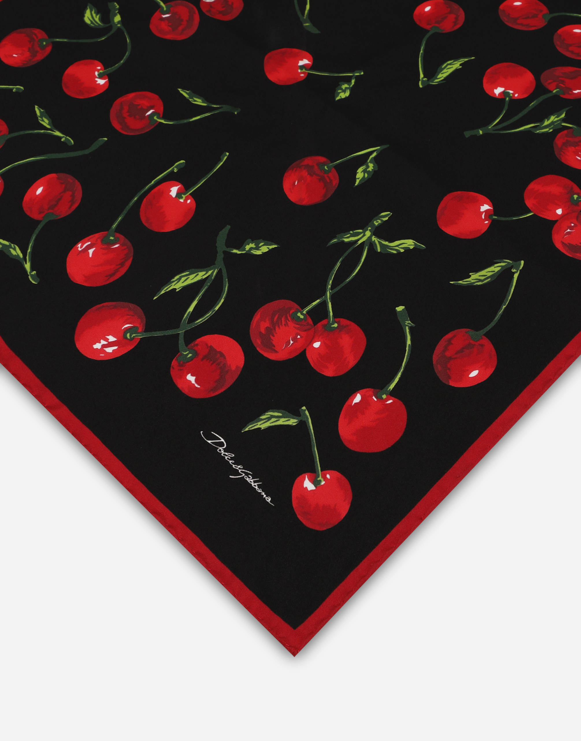 DOLCE & GABBANA CHERRY-PRINT TWILL SCARF (50X50)