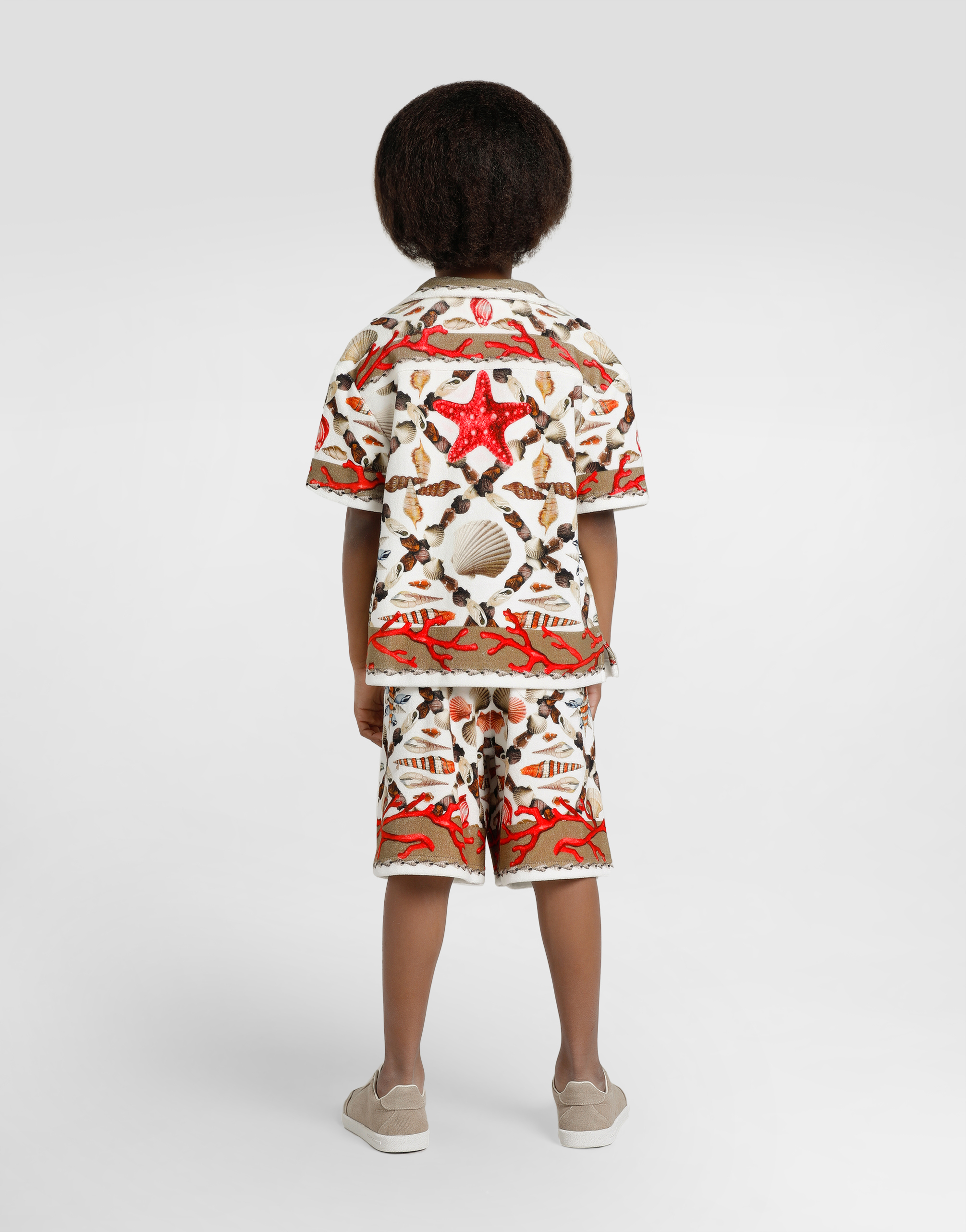 Dolce & Gabbana Shell-print Cotton Terry Shirt In Multi