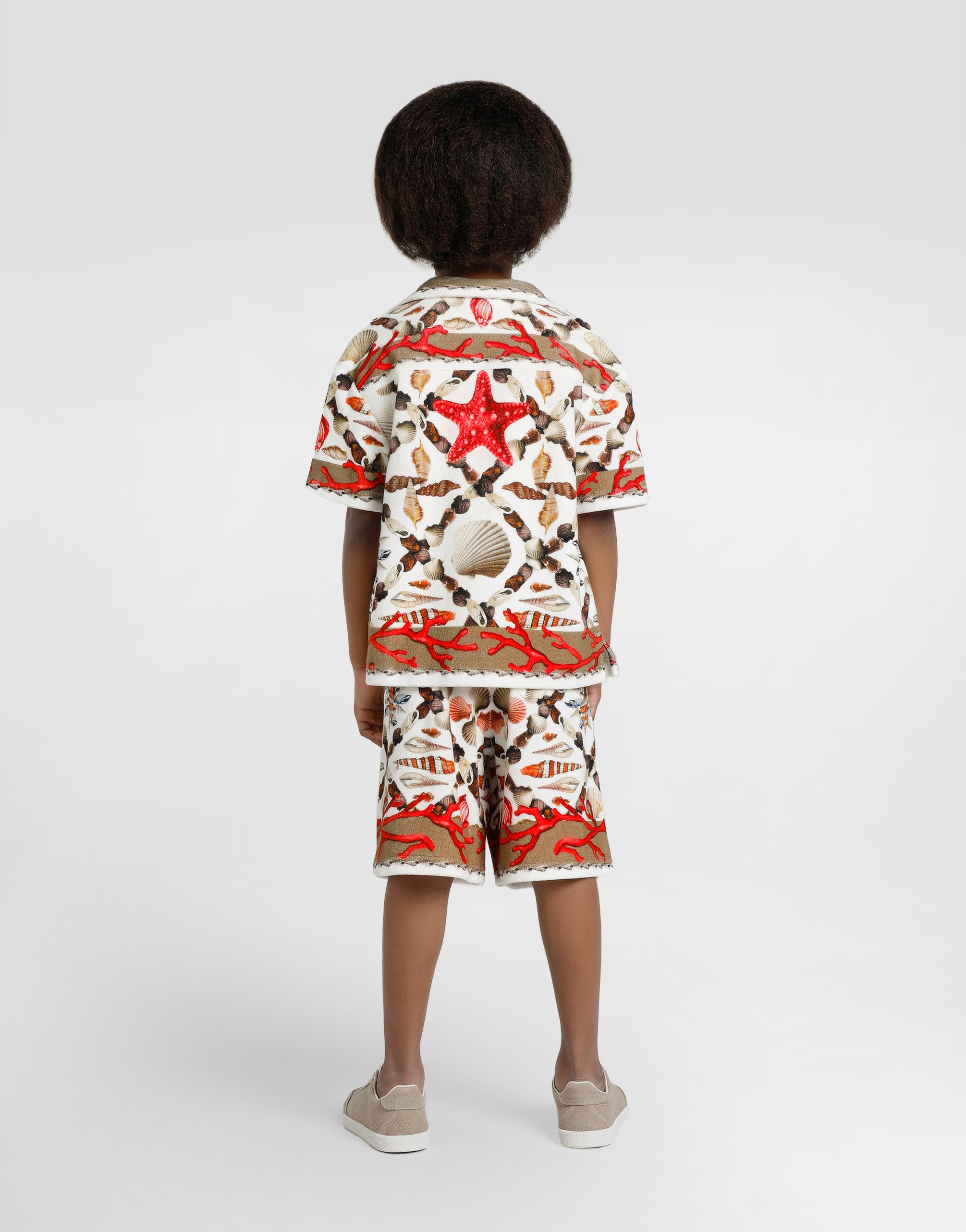Dolce & Gabbana Shell-print Cotton Terry Shirt In Multi